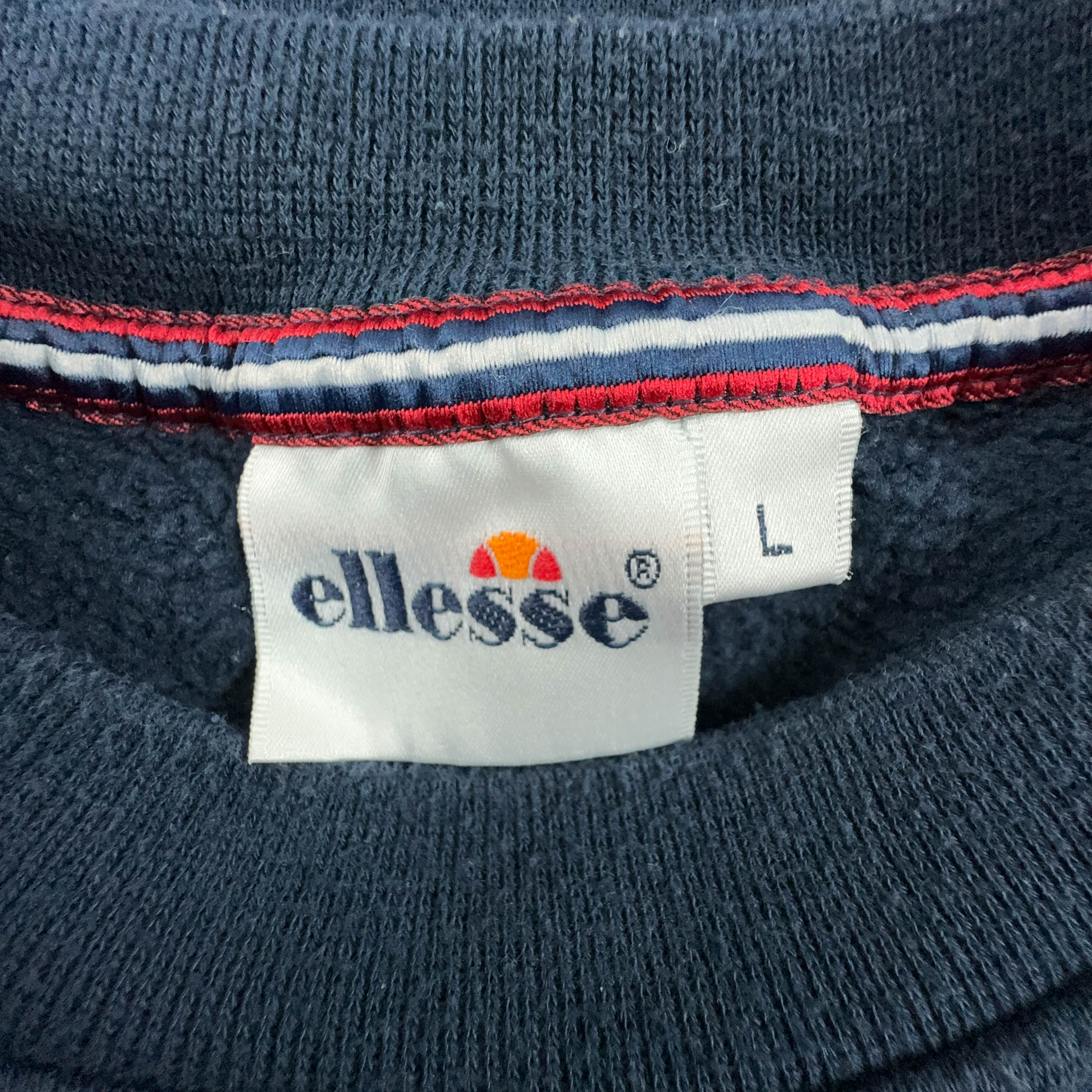 Felpa Ellesse Vintage blu scuro a girocollo con logo ricamato - Taglia L uomo