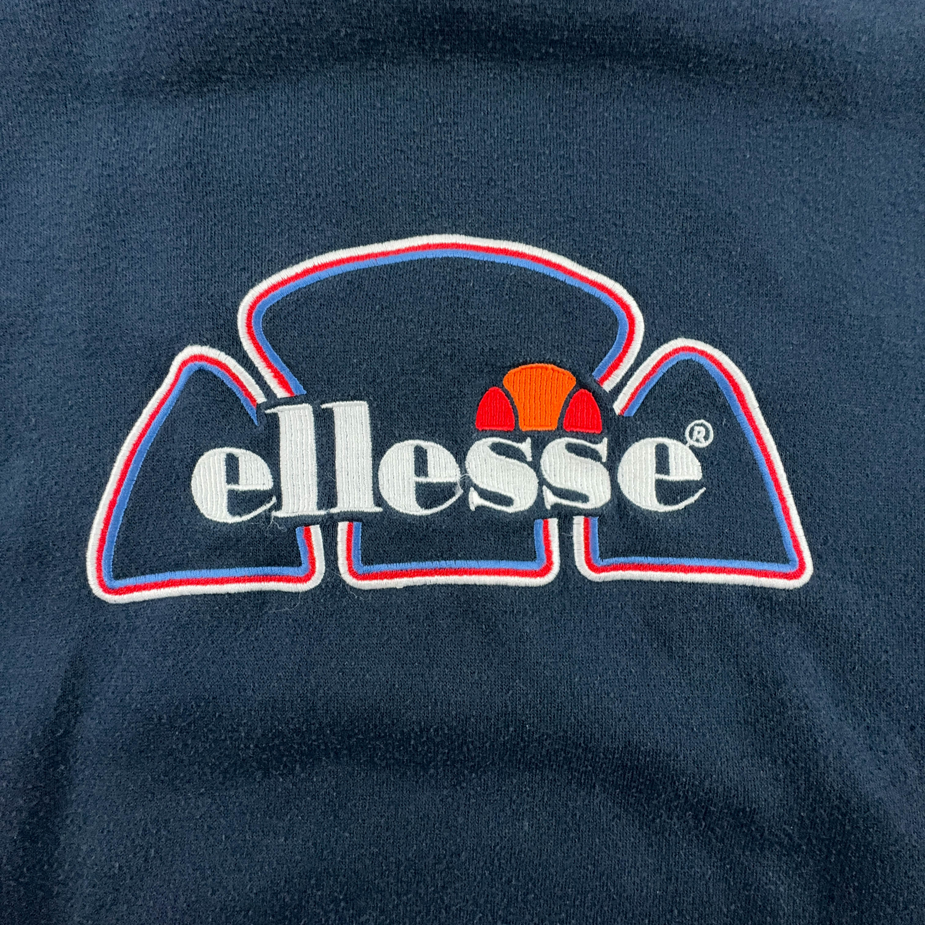 Felpa Ellesse Vintage blu scuro a girocollo con logo ricamato - Taglia L uomo
