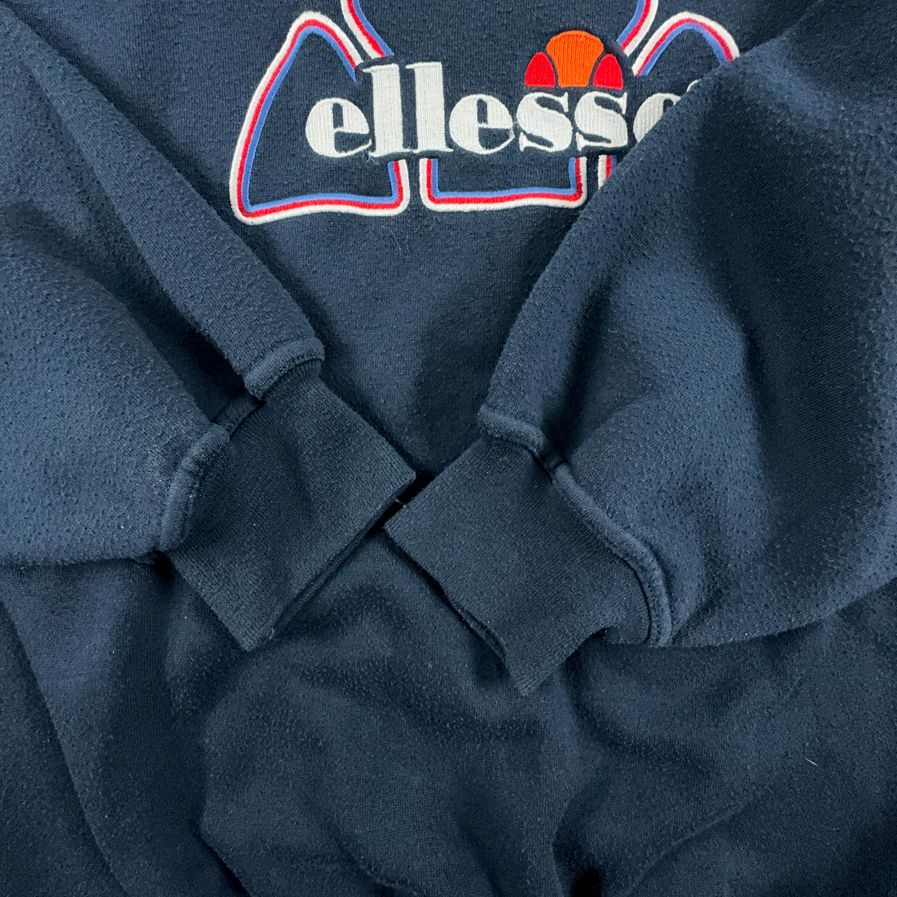 Felpa Ellesse Vintage blu scuro a girocollo con logo ricamato - Taglia L uomo