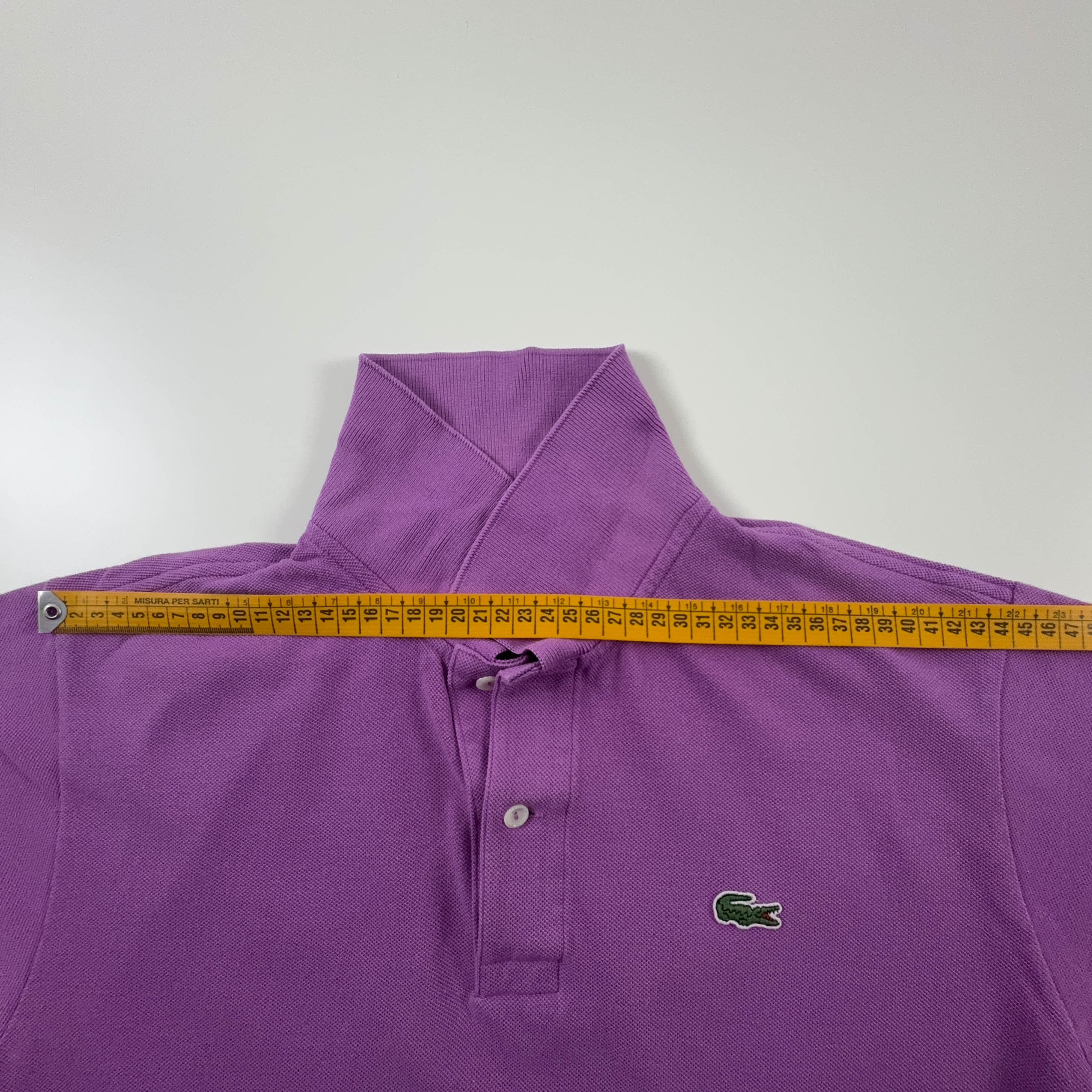 Polo Lacoste viola chiara a tinta unita in cotone - Taglia 4 uomo