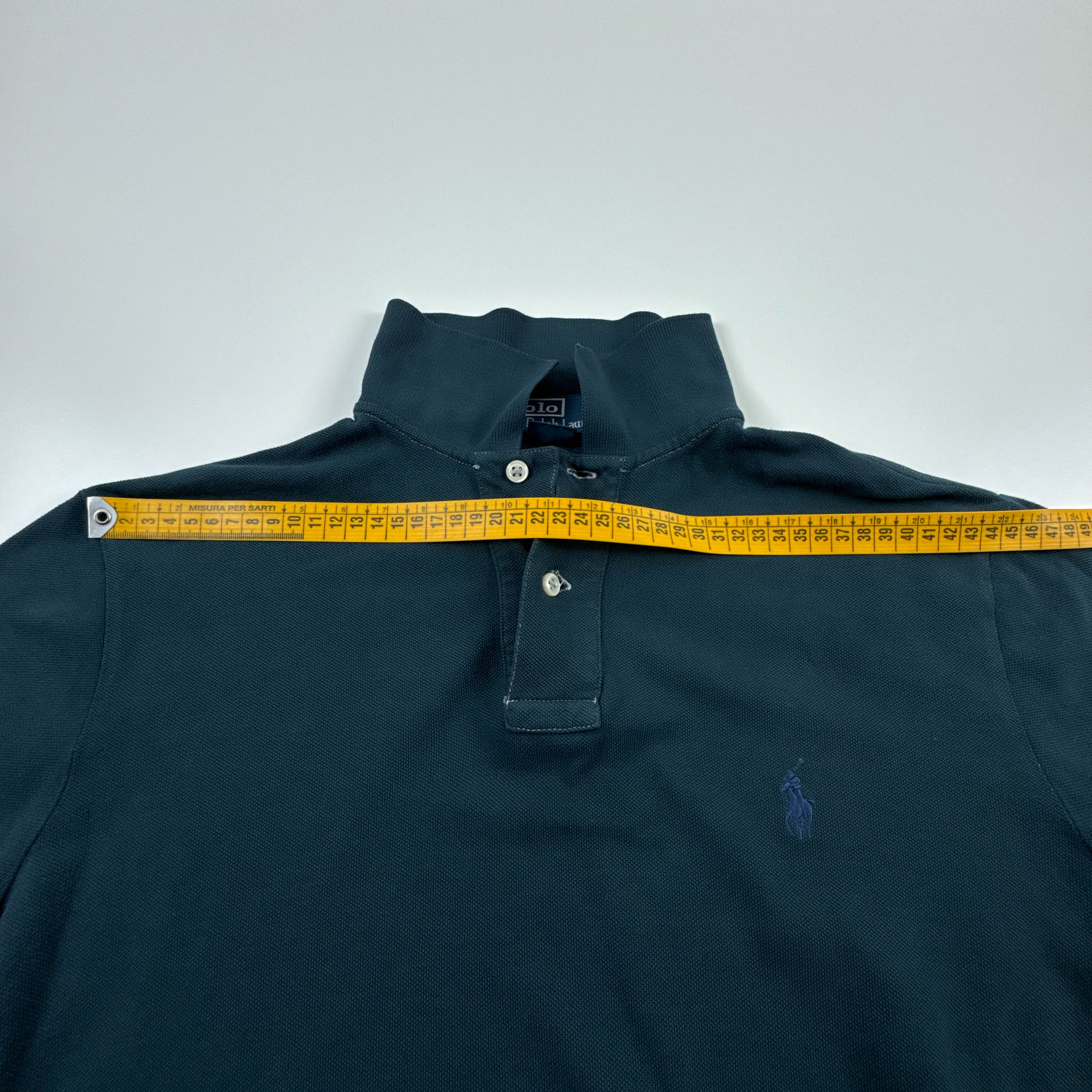 Polo Ralph Lauren blu scura a tinta unita in cotone - Taglia M uomo