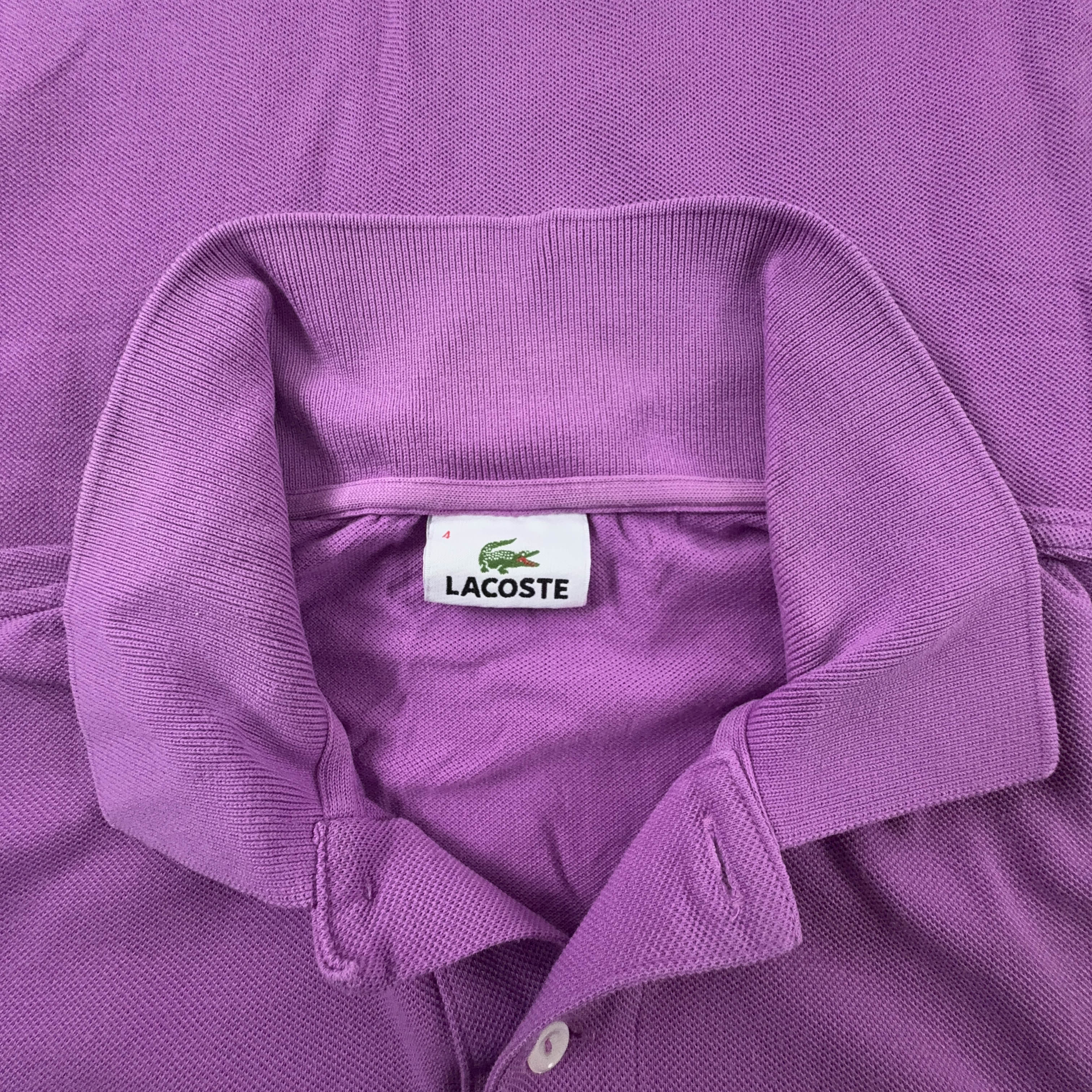 Polo Lacoste viola chiara a tinta unita in cotone - Taglia 4 uomo