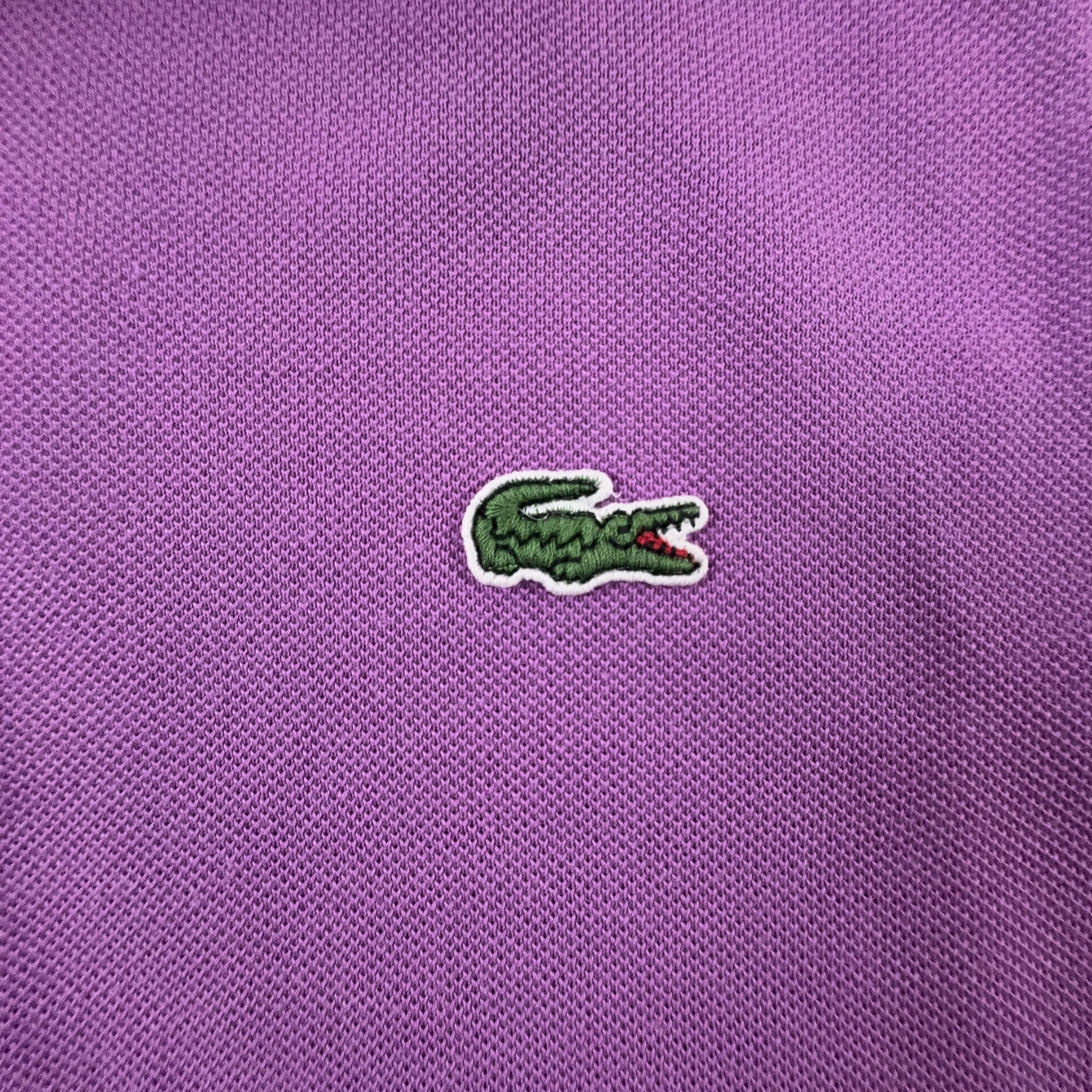 Polo Lacoste viola chiara a tinta unita in cotone - Taglia 4 uomo