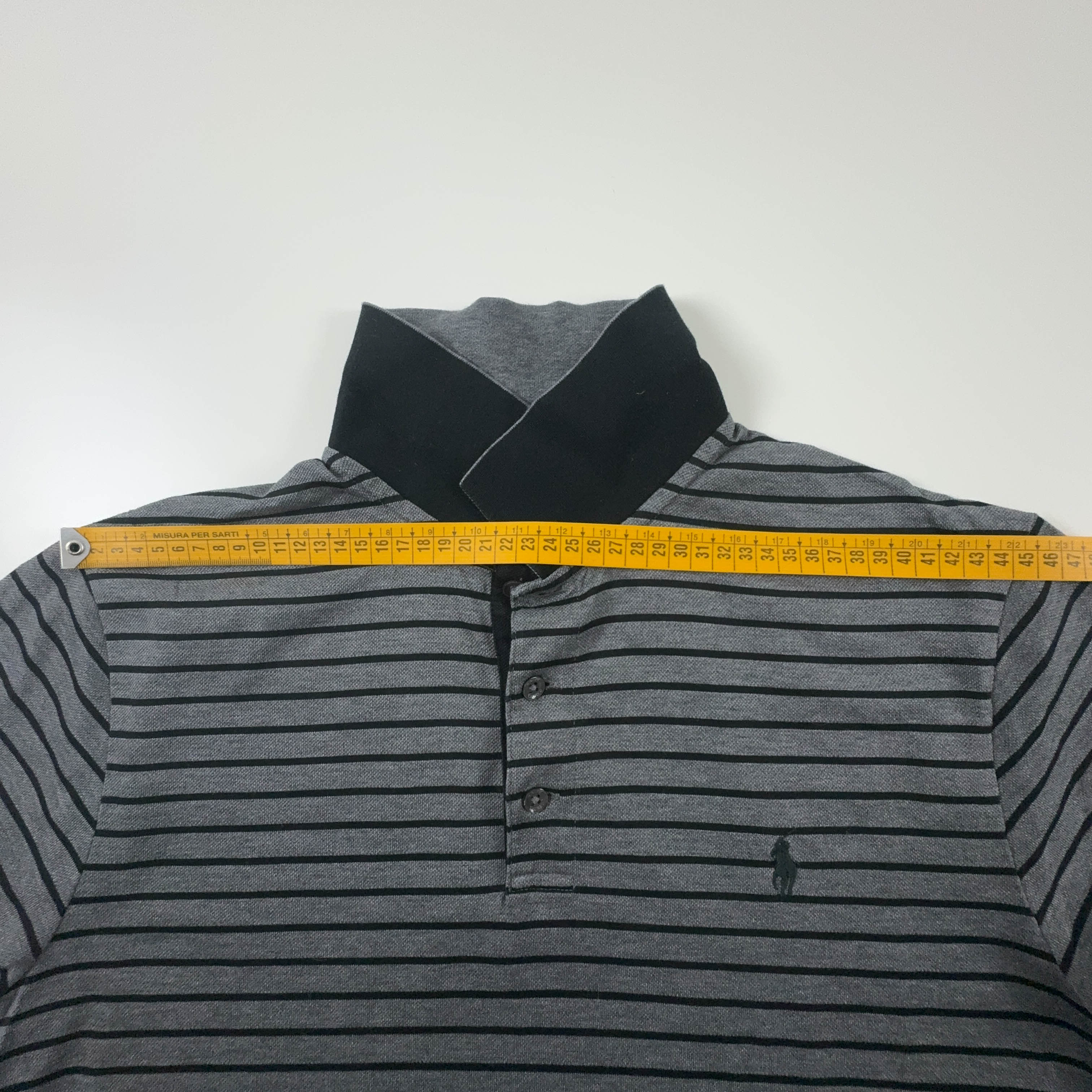 Polo Ralph Lauren a righe grigia e nera slim fit - Taglia L uomo