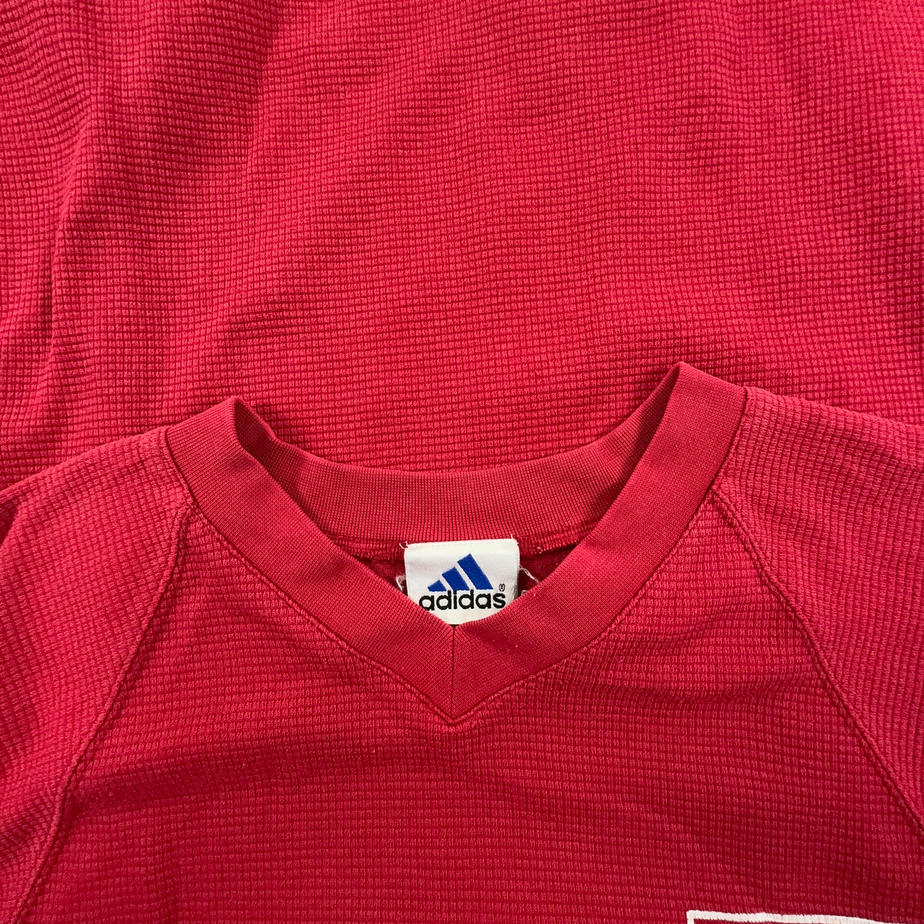 Felpa Adidas Vintage rossa a girocollo con stampa sul retro anni 90 - Taglia F180 D6 uomo