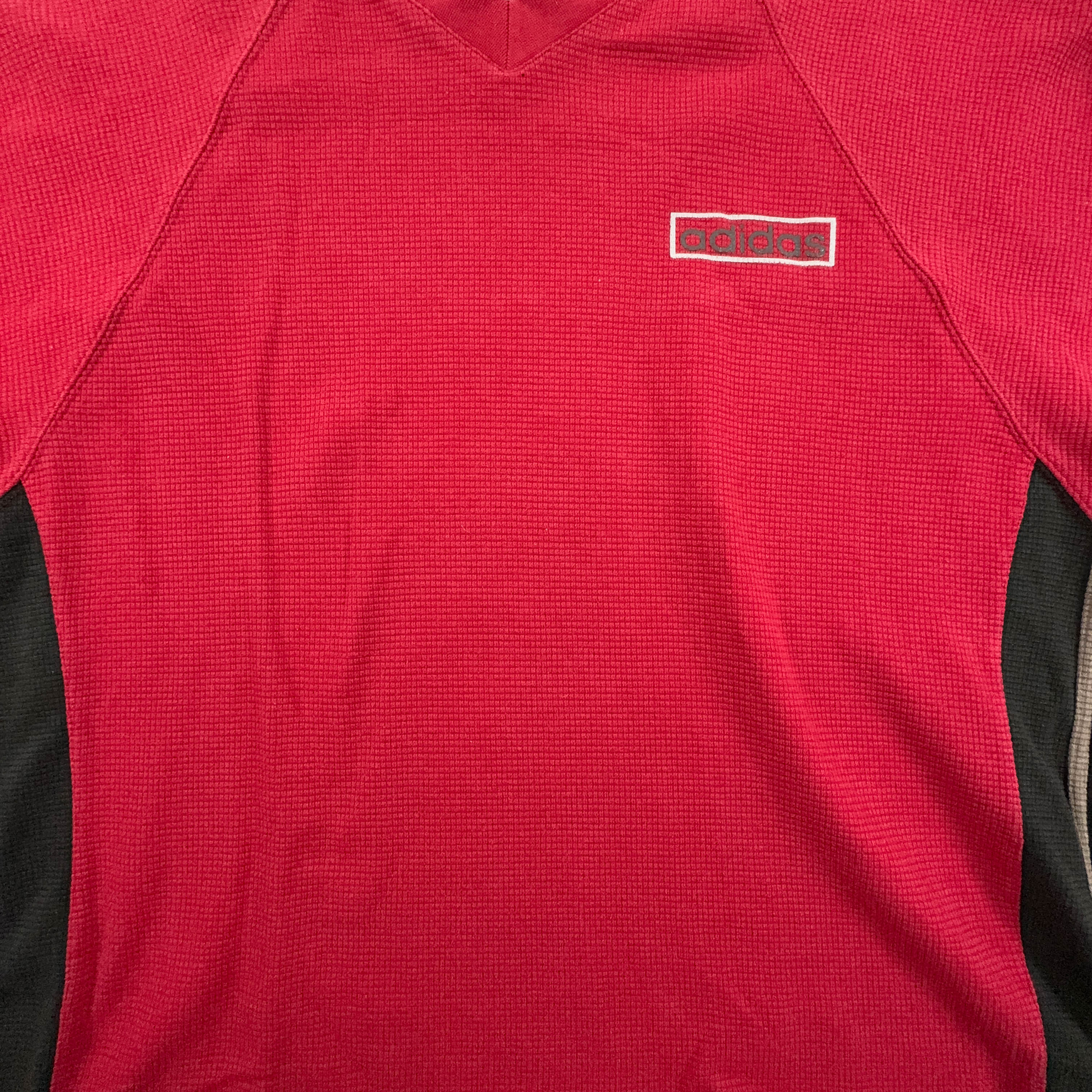 Felpa Adidas Vintage rossa a girocollo con stampa sul retro anni 90 - Taglia F180 D6 uomo