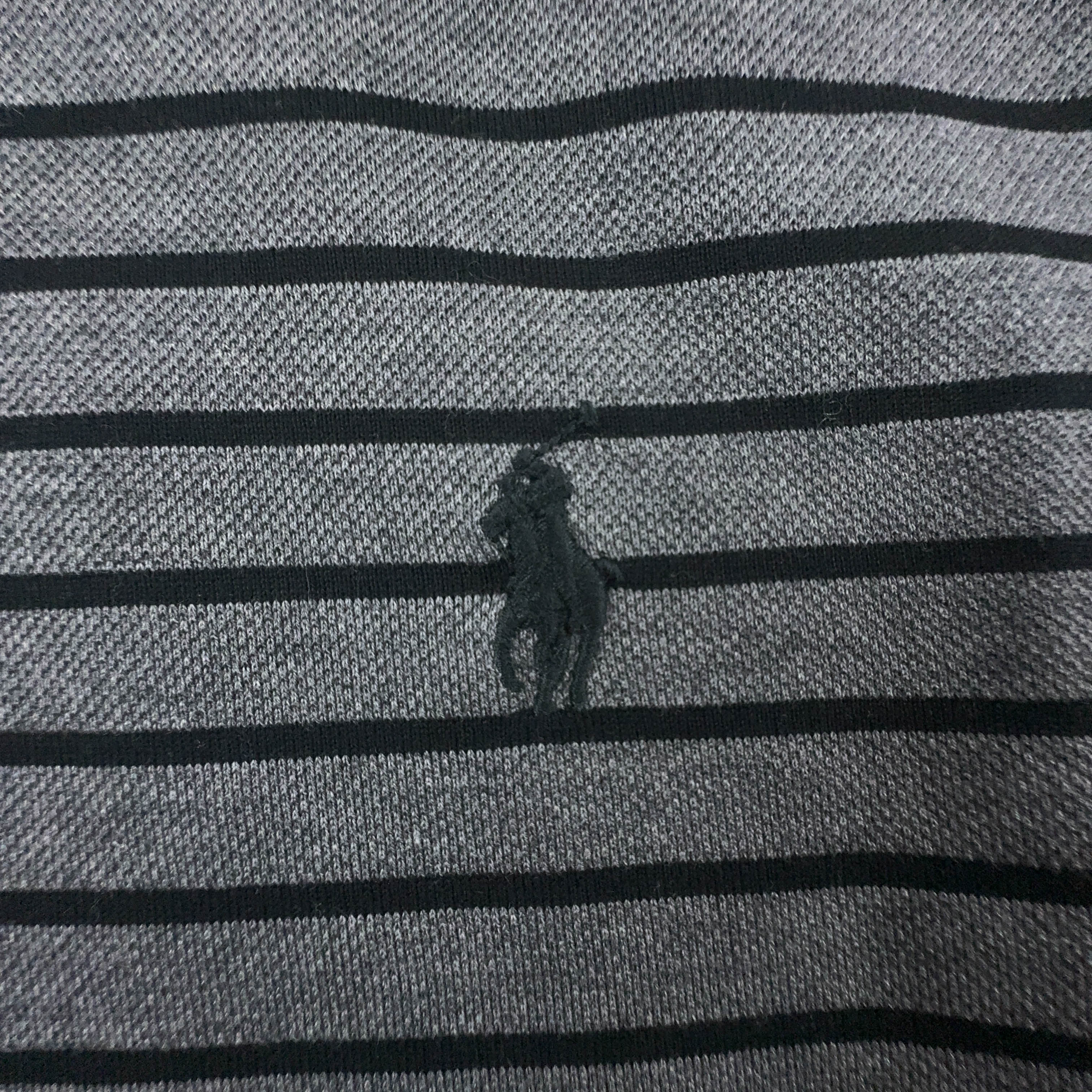 Polo Ralph Lauren a righe grigia e nera slim fit - Taglia L uomo