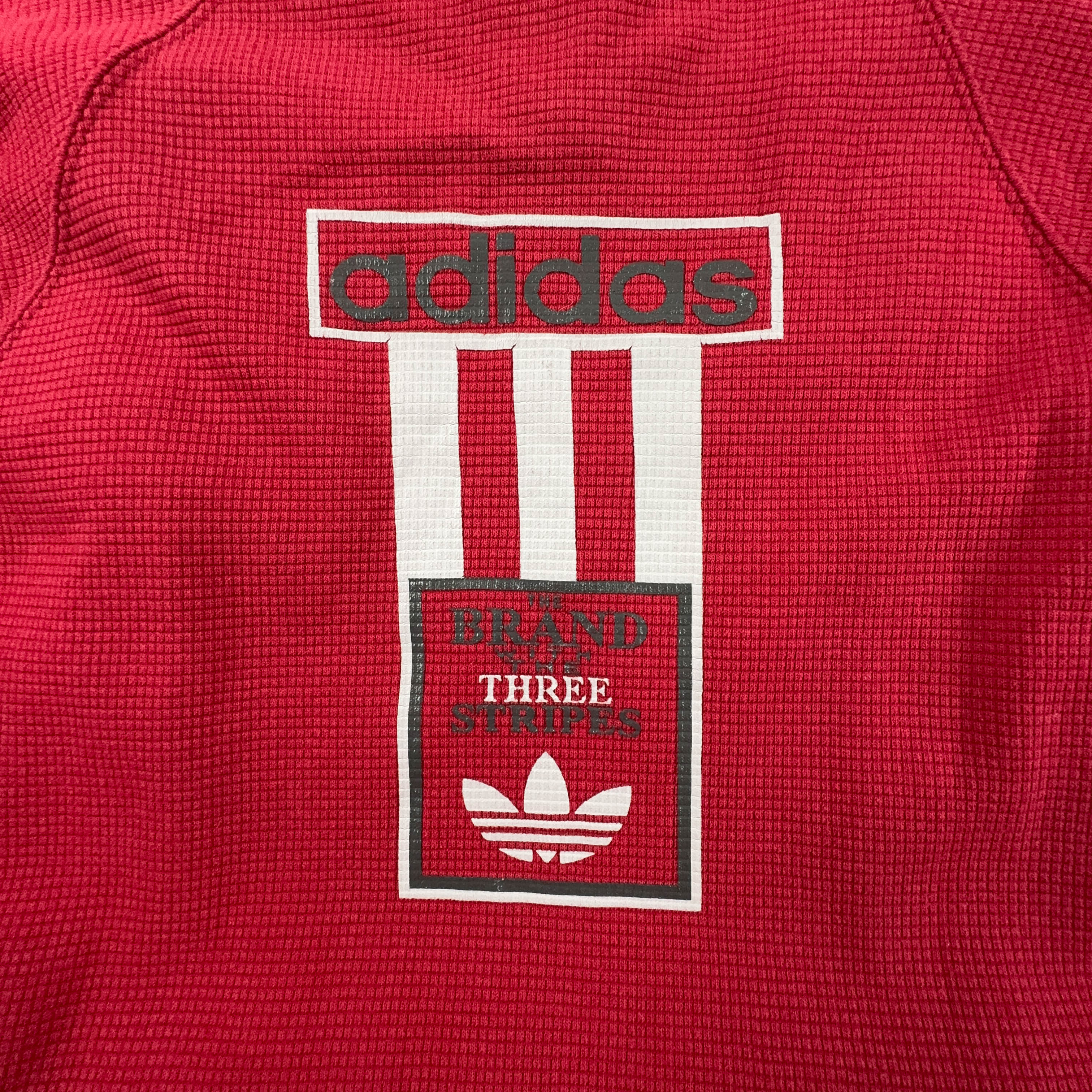 Felpa Adidas Vintage rossa a girocollo con stampa sul retro anni 90 - Taglia F180 D6 uomo