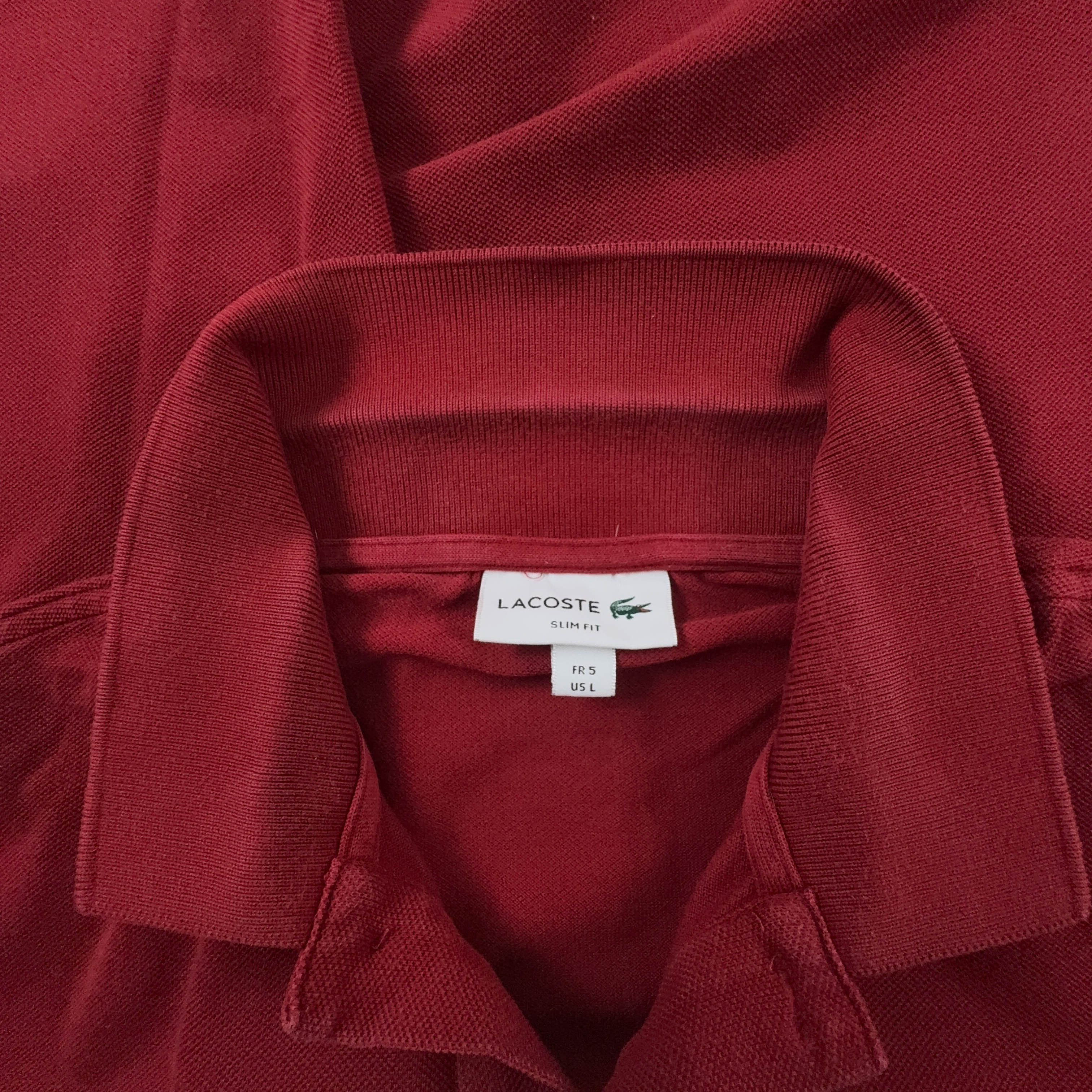 Polo Lacoste rosso scuro a tinta unita in cotone slim fit - Taglia M uomo