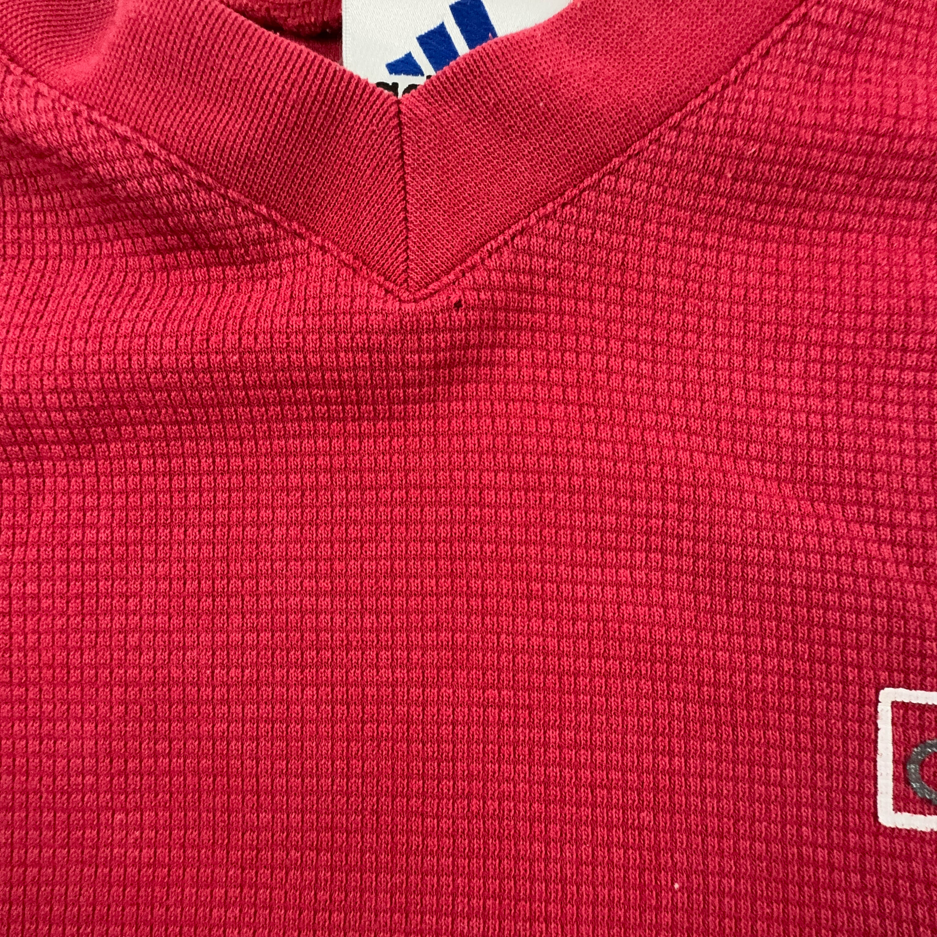 Felpa Adidas Vintage rossa a girocollo con stampa sul retro anni 90 - Taglia F180 D6 uomo