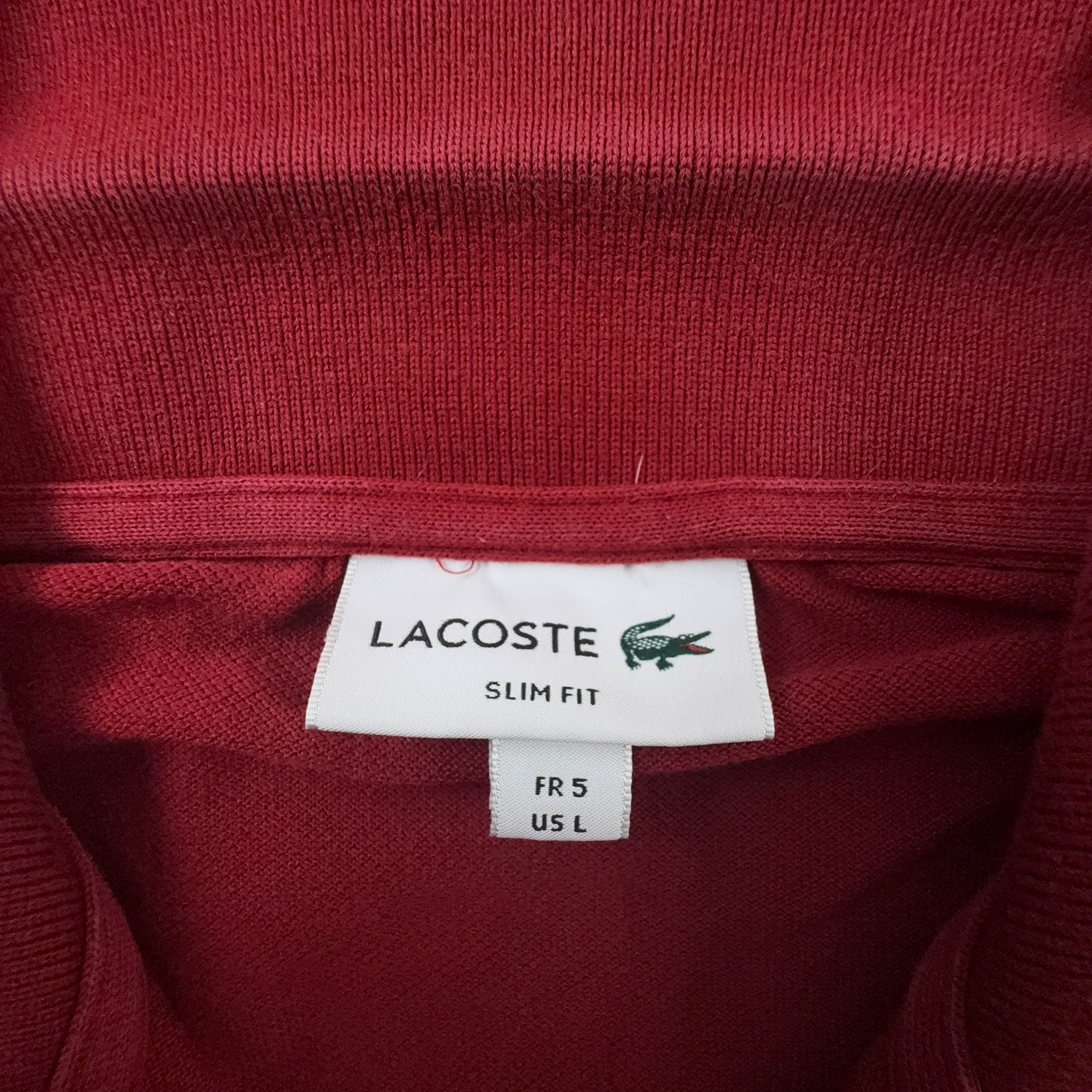 Polo Lacoste rosso scuro a tinta unita in cotone slim fit - Taglia M uomo