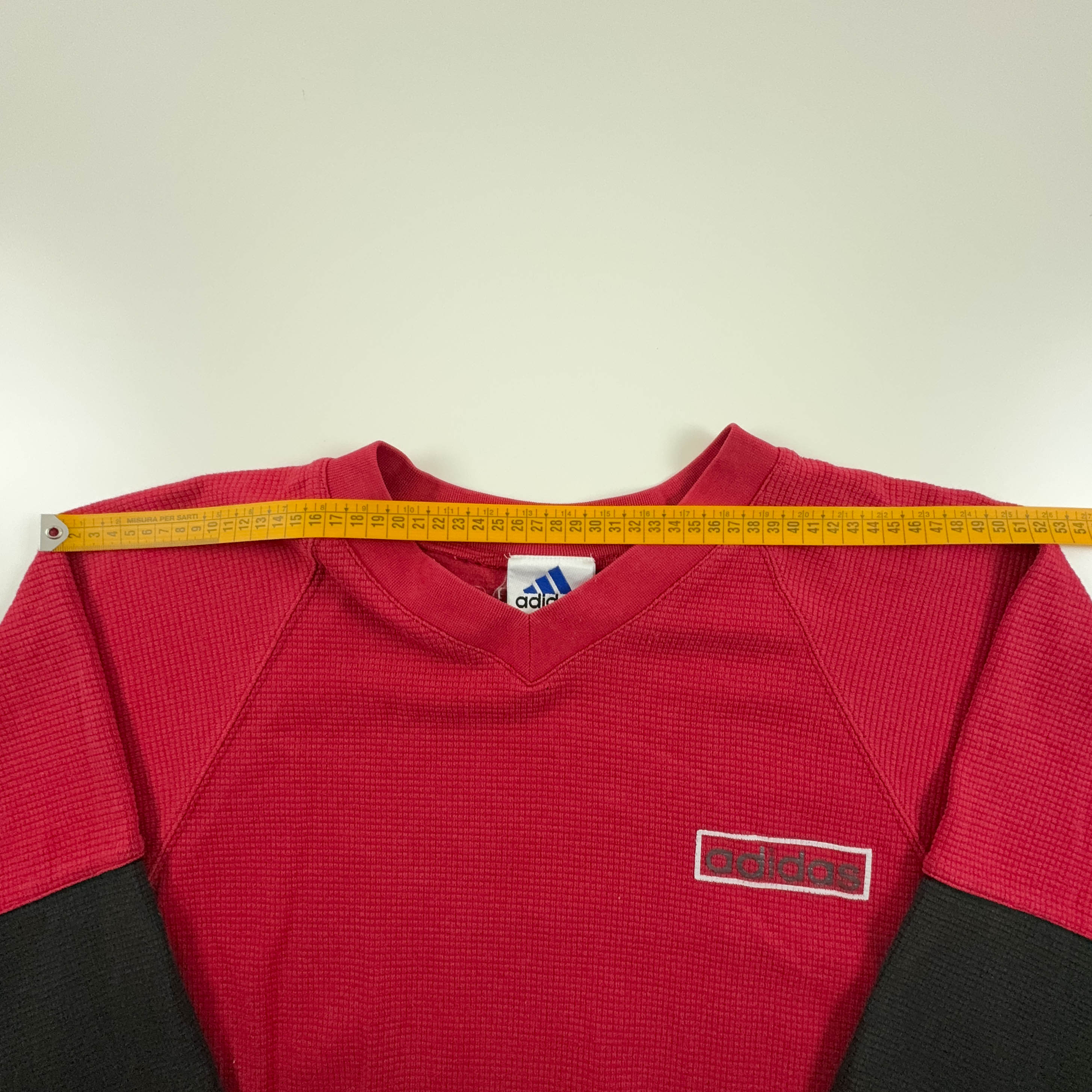 Felpa Adidas Vintage rossa a girocollo con stampa sul retro anni 90 - Taglia F180 D6 uomo