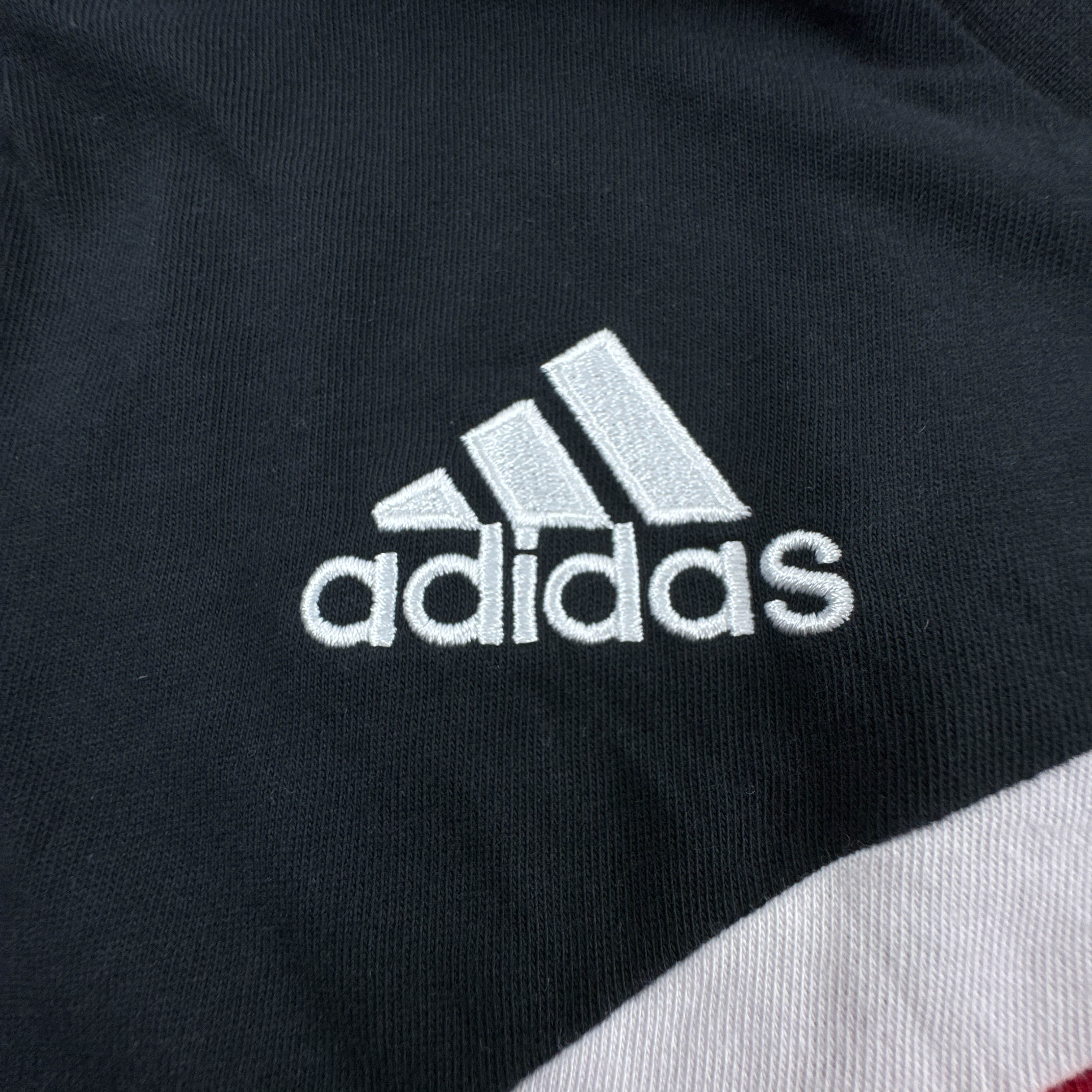 T shirt Adidas nera rossa e bianca a girocollo in cotone - Taglia D6 F180 uomo