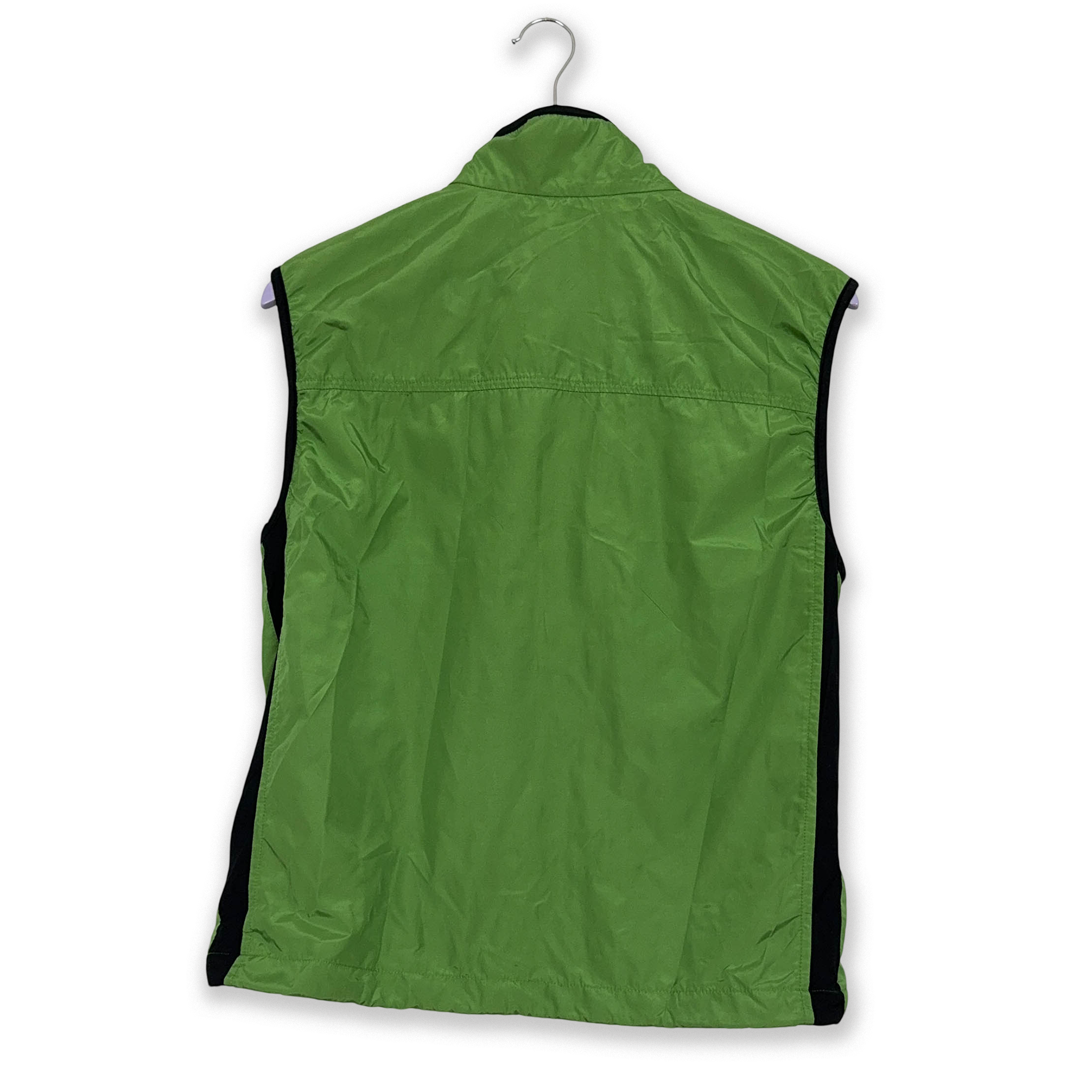 Giacca a vento Sergio Tacchini Vintage smanicata verde con zip anni 2000 - Taglia S uomo