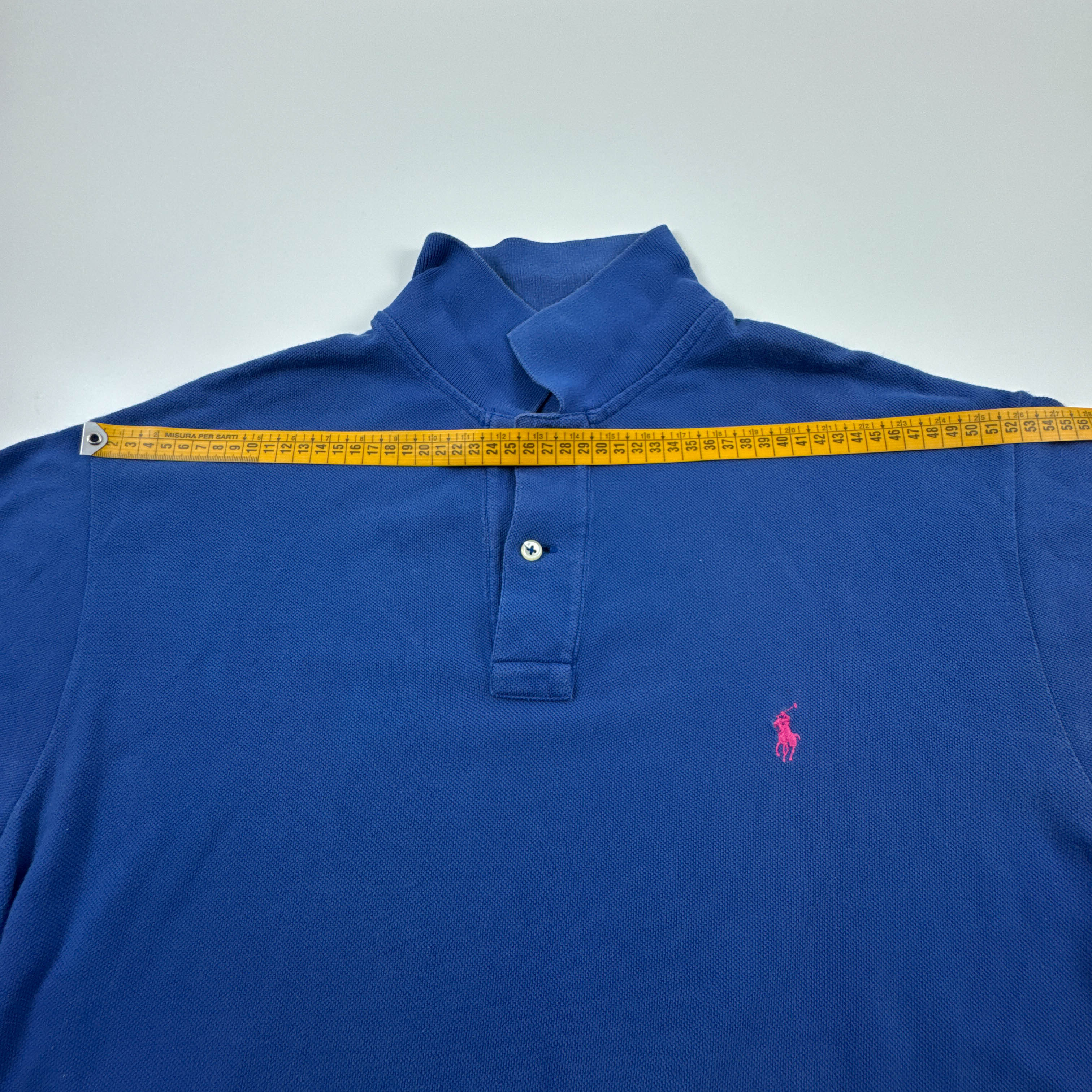 Polo Ralph Lauren blu a tinta unita in cotone - Taglia M/L uomo