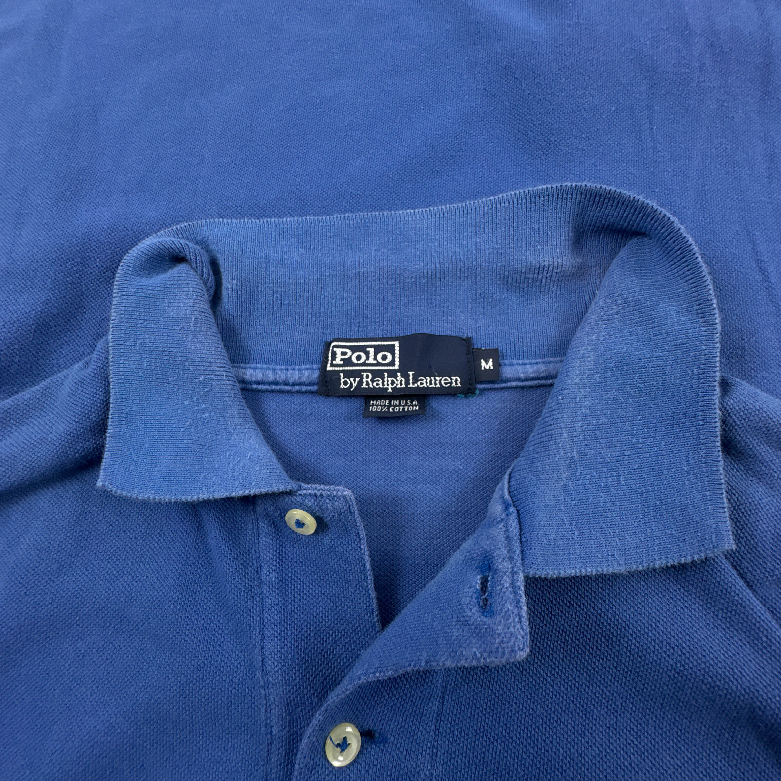 Polo Ralph Lauren blu a tinta unita in cotone - Taglia M/L uomo