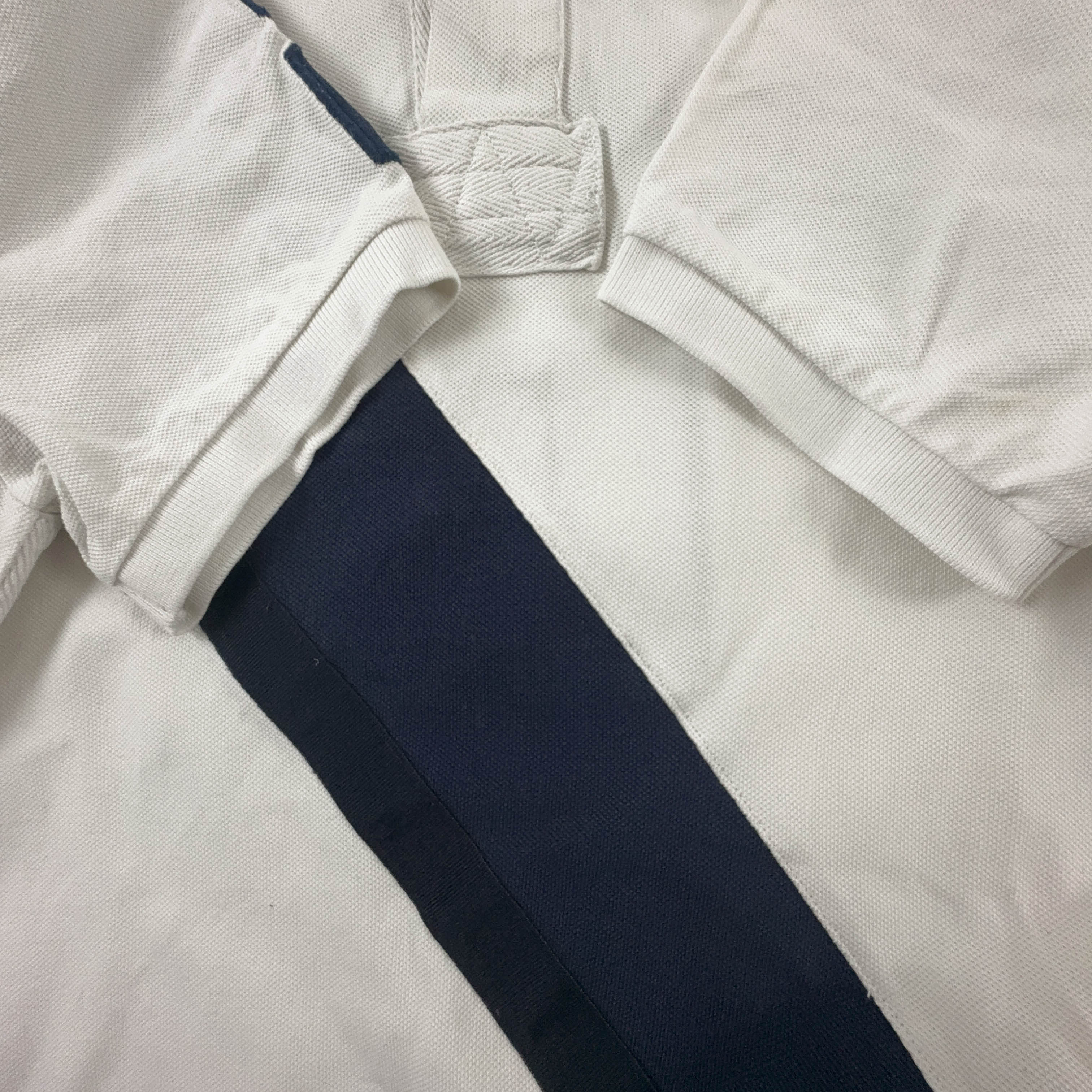 Polo Ralph Lauren bianca e blu in cotone custom fit - Taglia S uomo