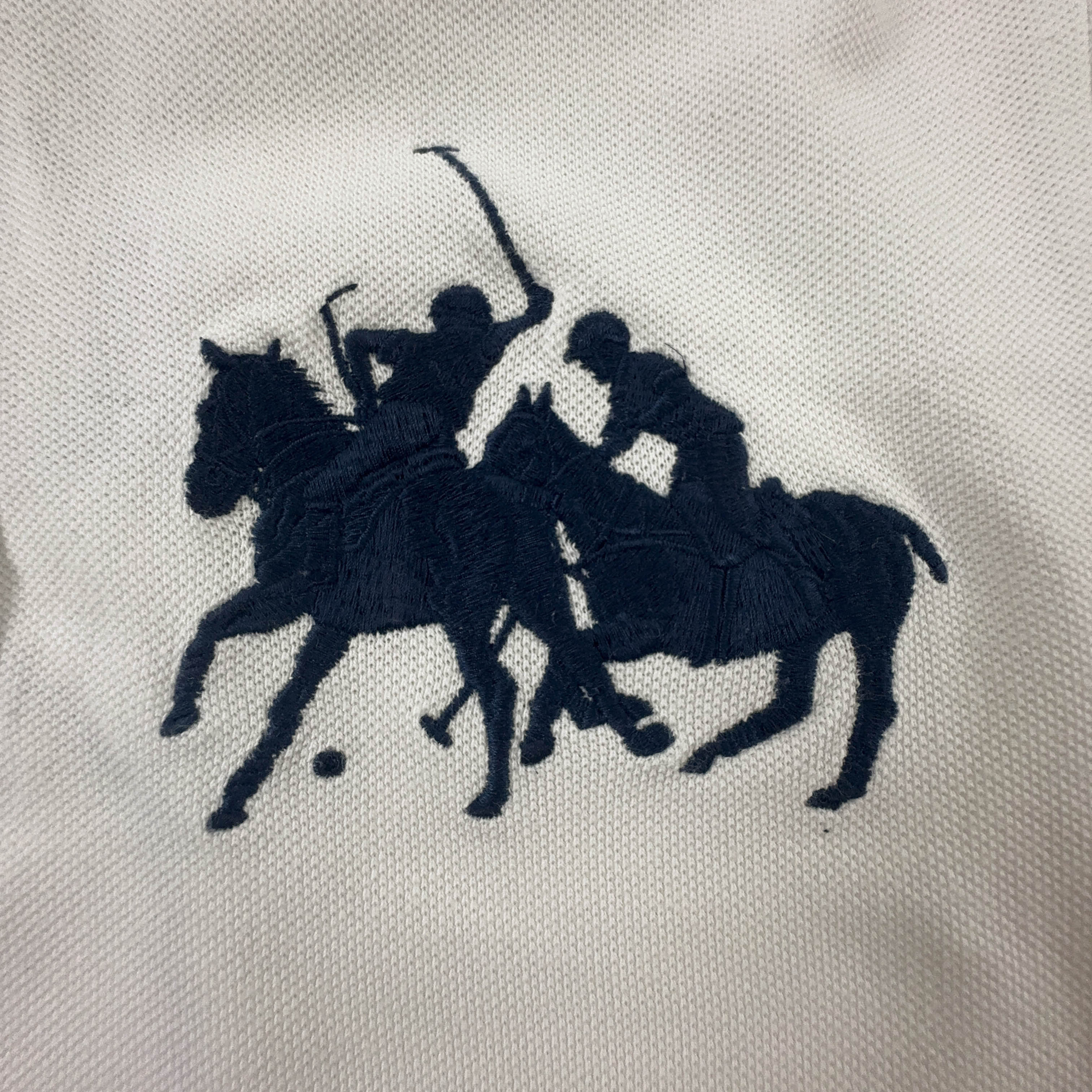 Polo Ralph Lauren bianca e blu in cotone custom fit - Taglia S uomo