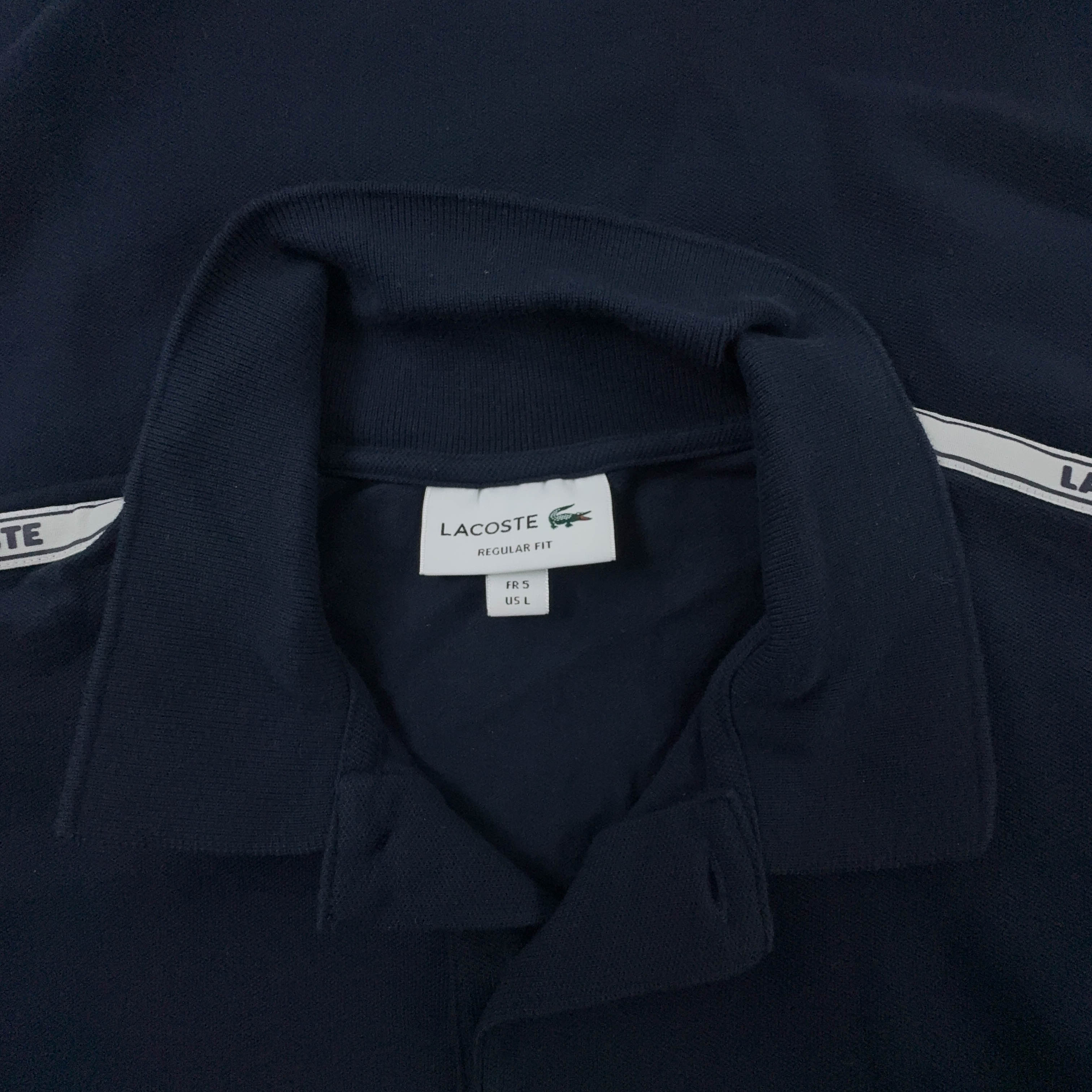 Polo Lacoste blu scuro tinta unita in cotone regular fit - Taglia 5 L uomo