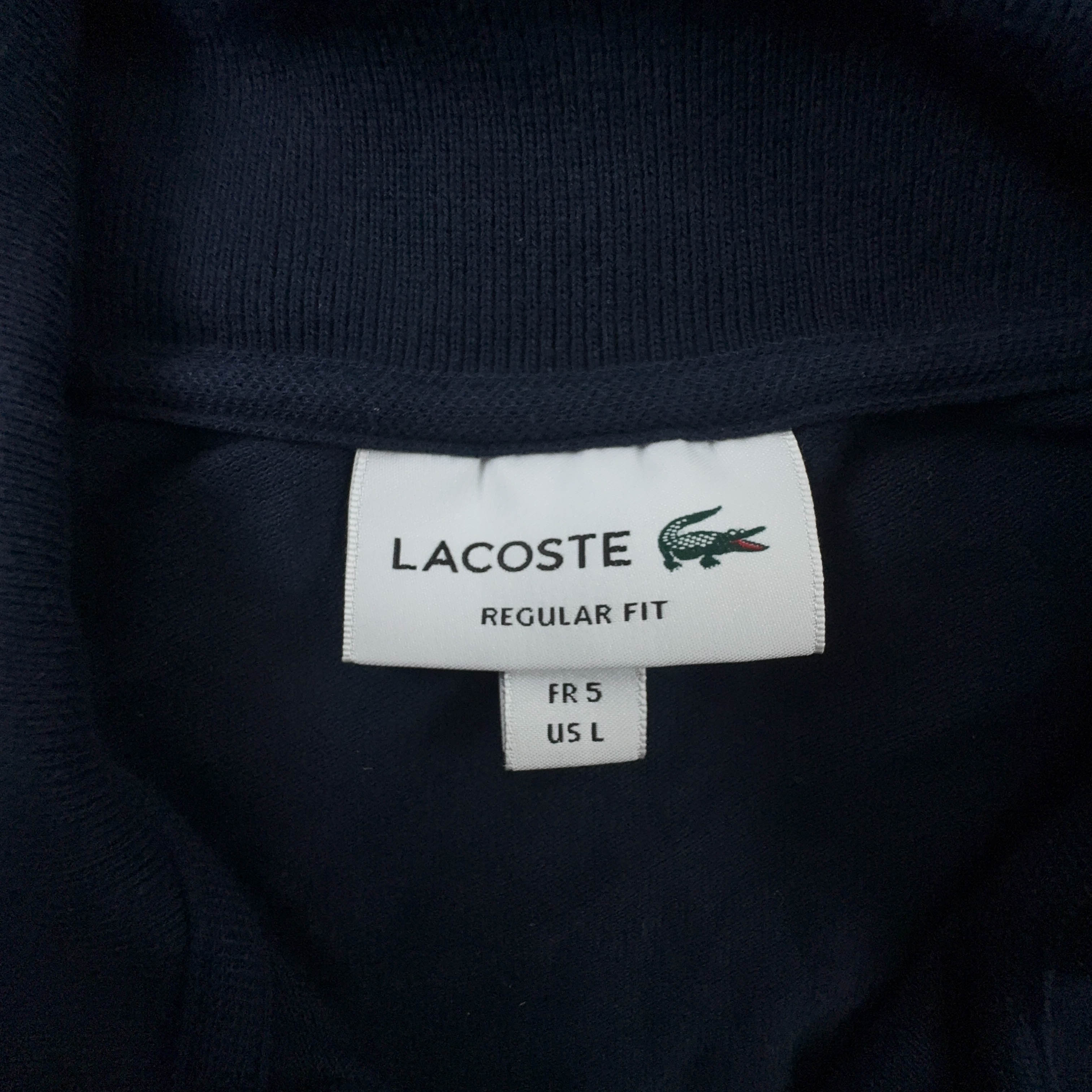 Polo Lacoste blu scuro tinta unita in cotone regular fit - Taglia 5 L uomo