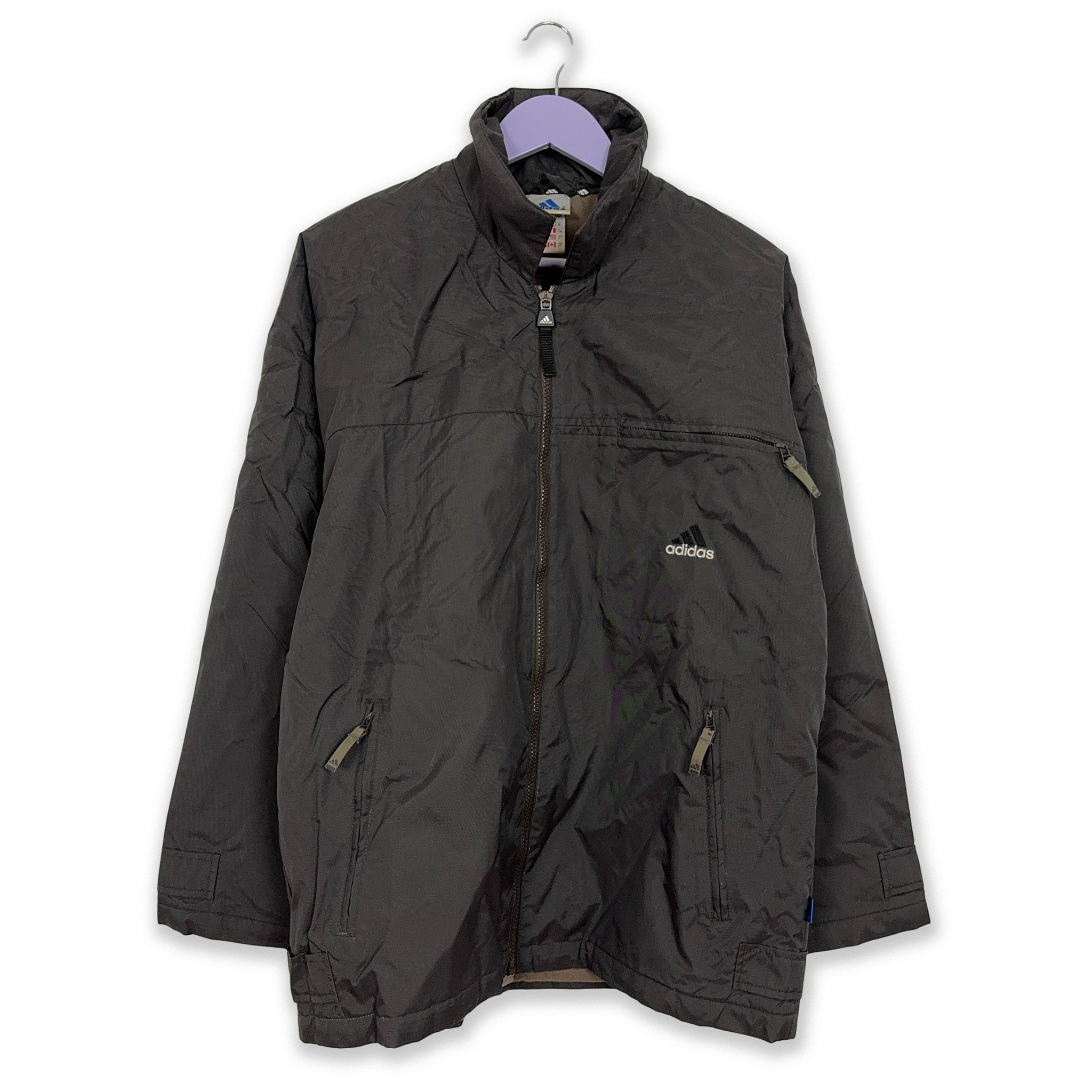 Giacca a vento Adidas Vintage grigio con zip anni 90 - Taglia D4 F168 uomo