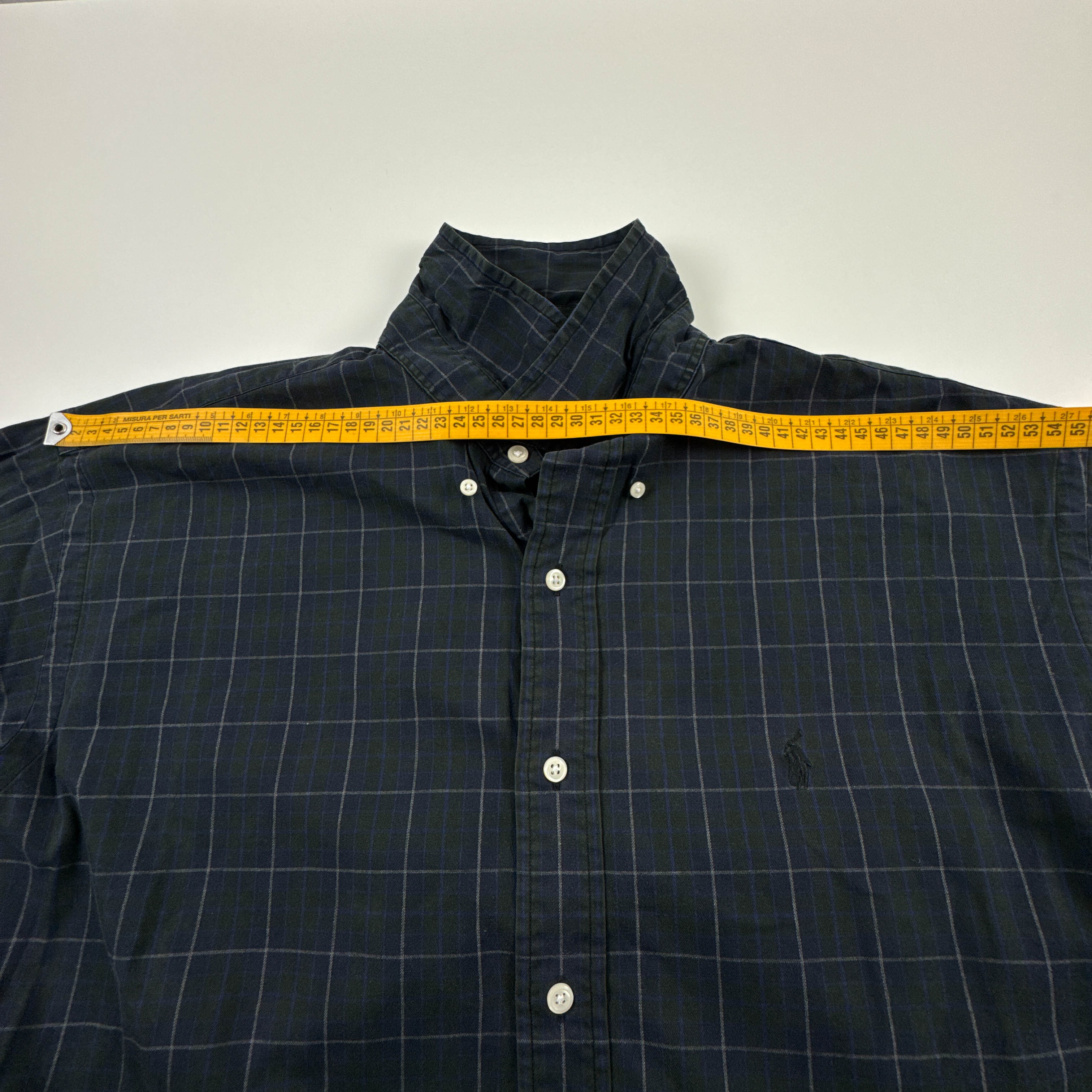 Camicia Ralph Lauren nera e blu a quadri in cotone - Taglia L uomo