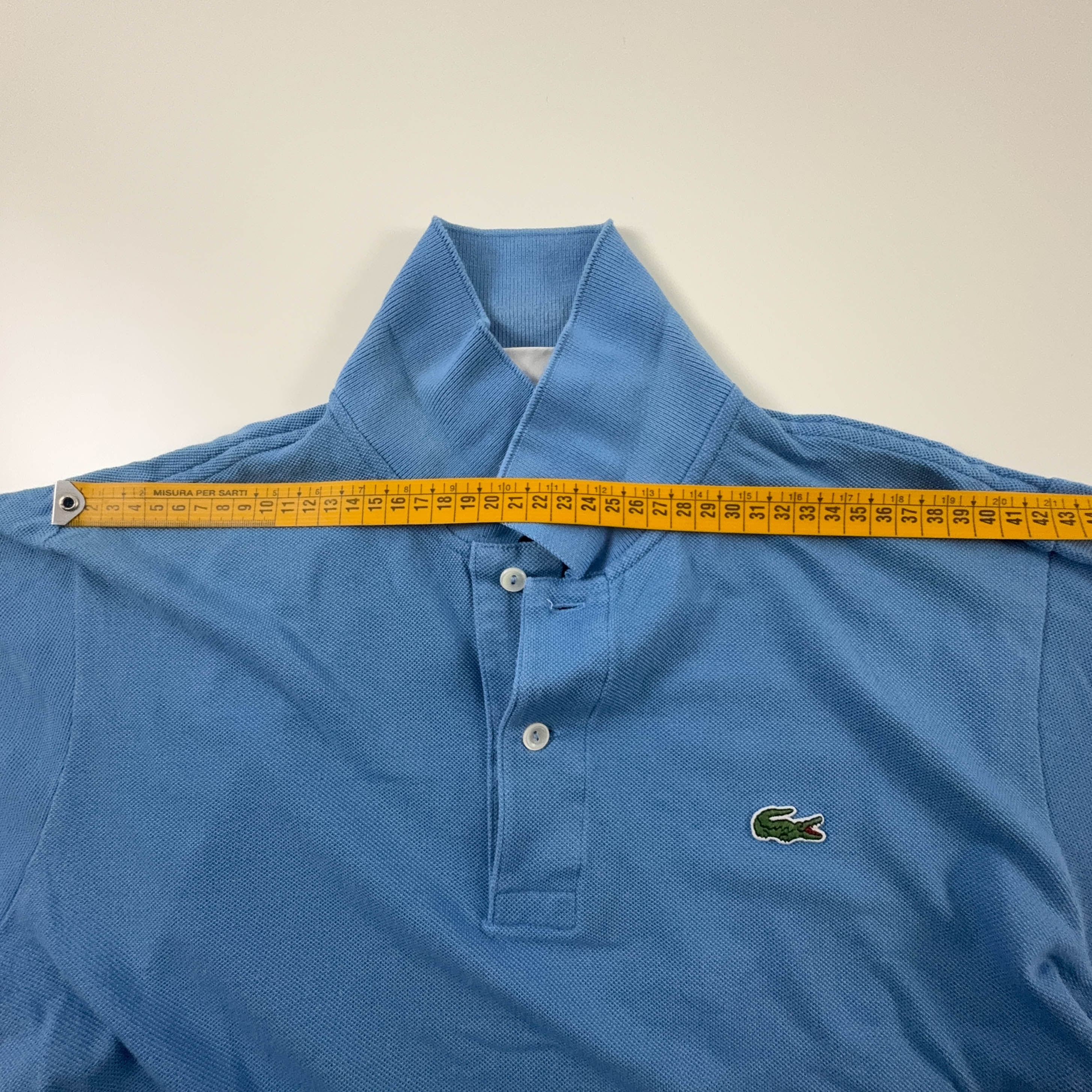 Polo Lacoste azzurra tinta unita in cotone - Taglia 3 uomo