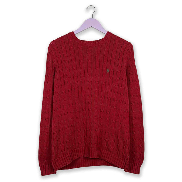 Maglione Ralph Lauren rosso intrecciato a girocollo - Taglia L uomo