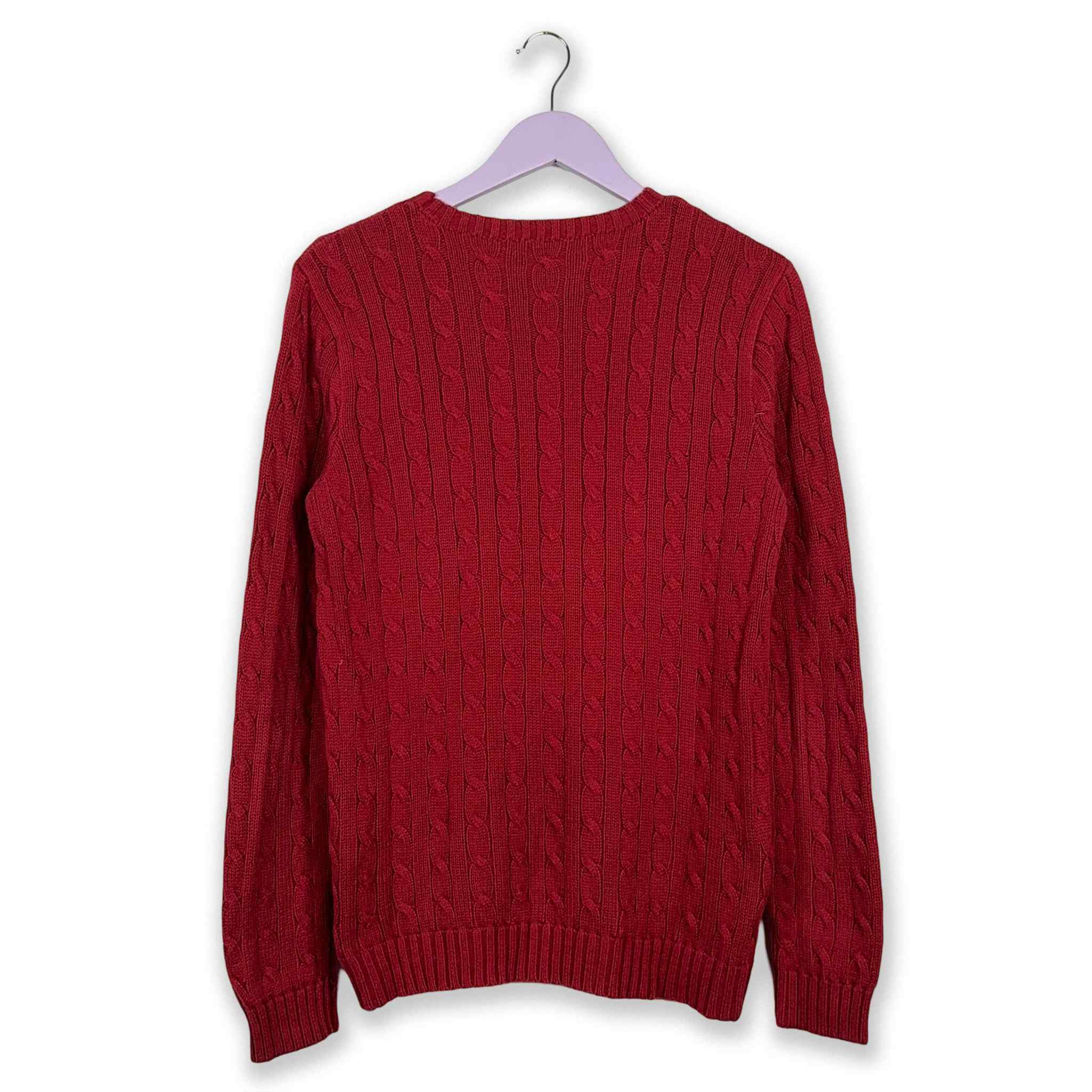 Maglione Ralph Lauren rosso intrecciato a girocollo - Taglia L uomo