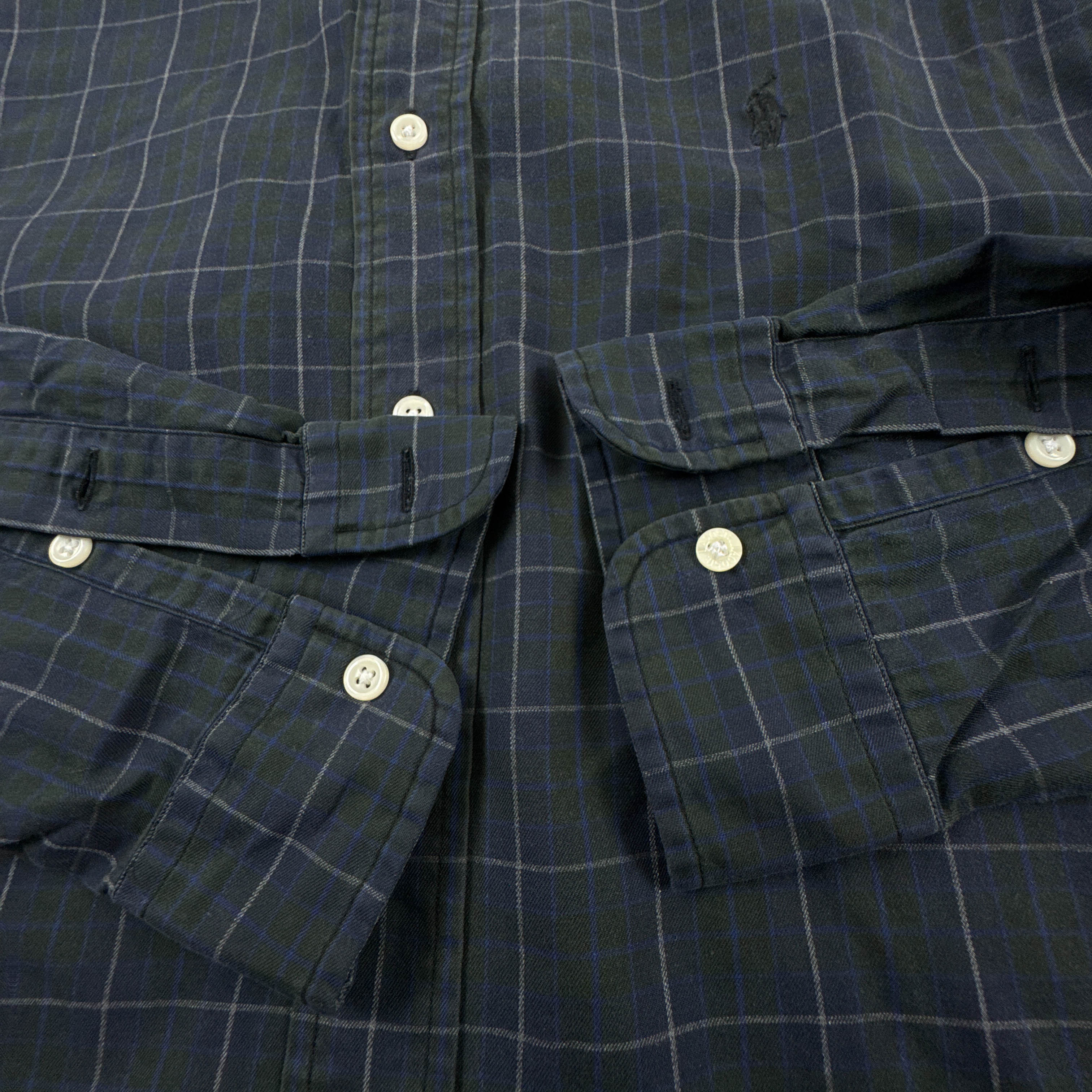 Camicia Ralph Lauren nera e blu a quadri in cotone - Taglia L uomo