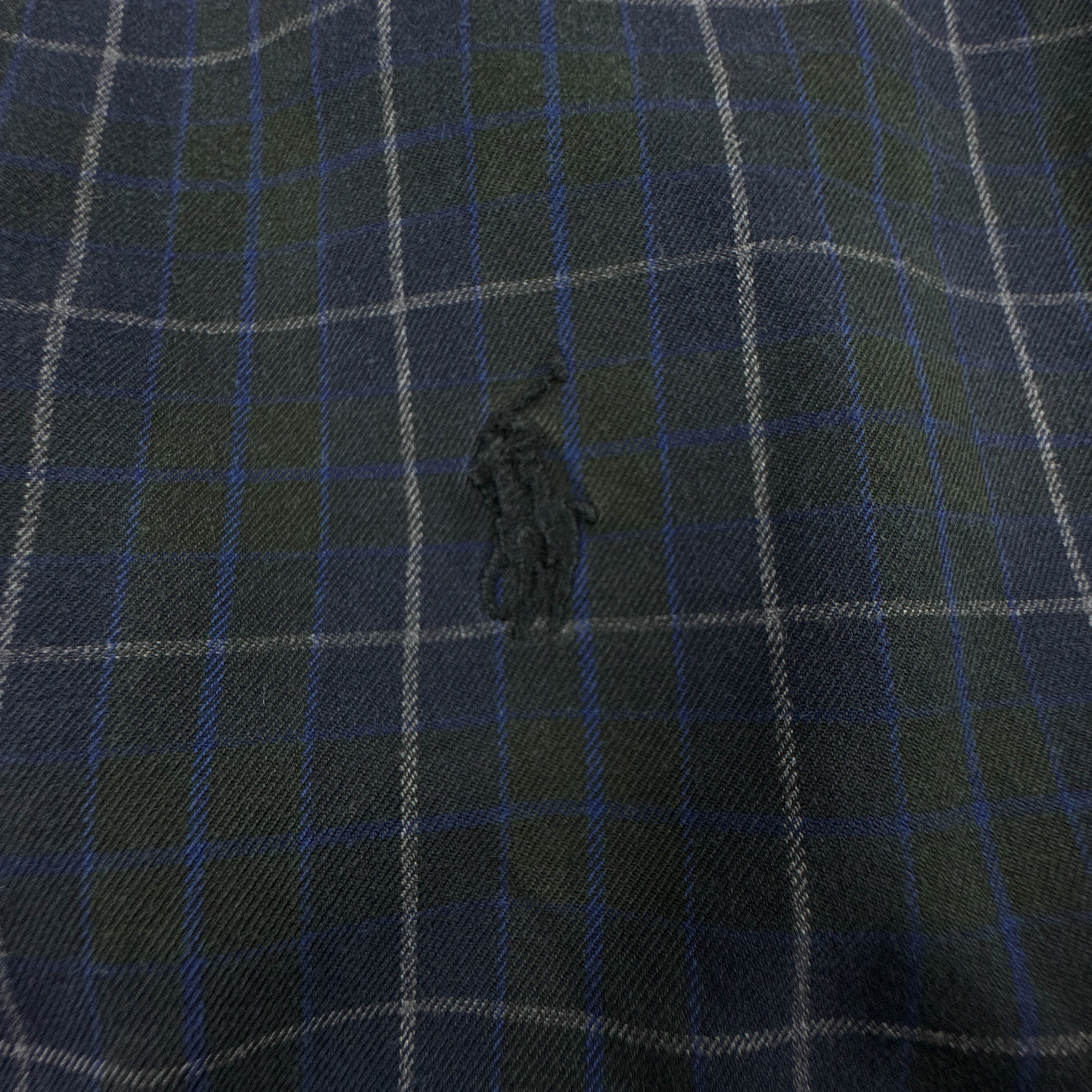 Camicia Ralph Lauren nera e blu a quadri in cotone - Taglia L uomo