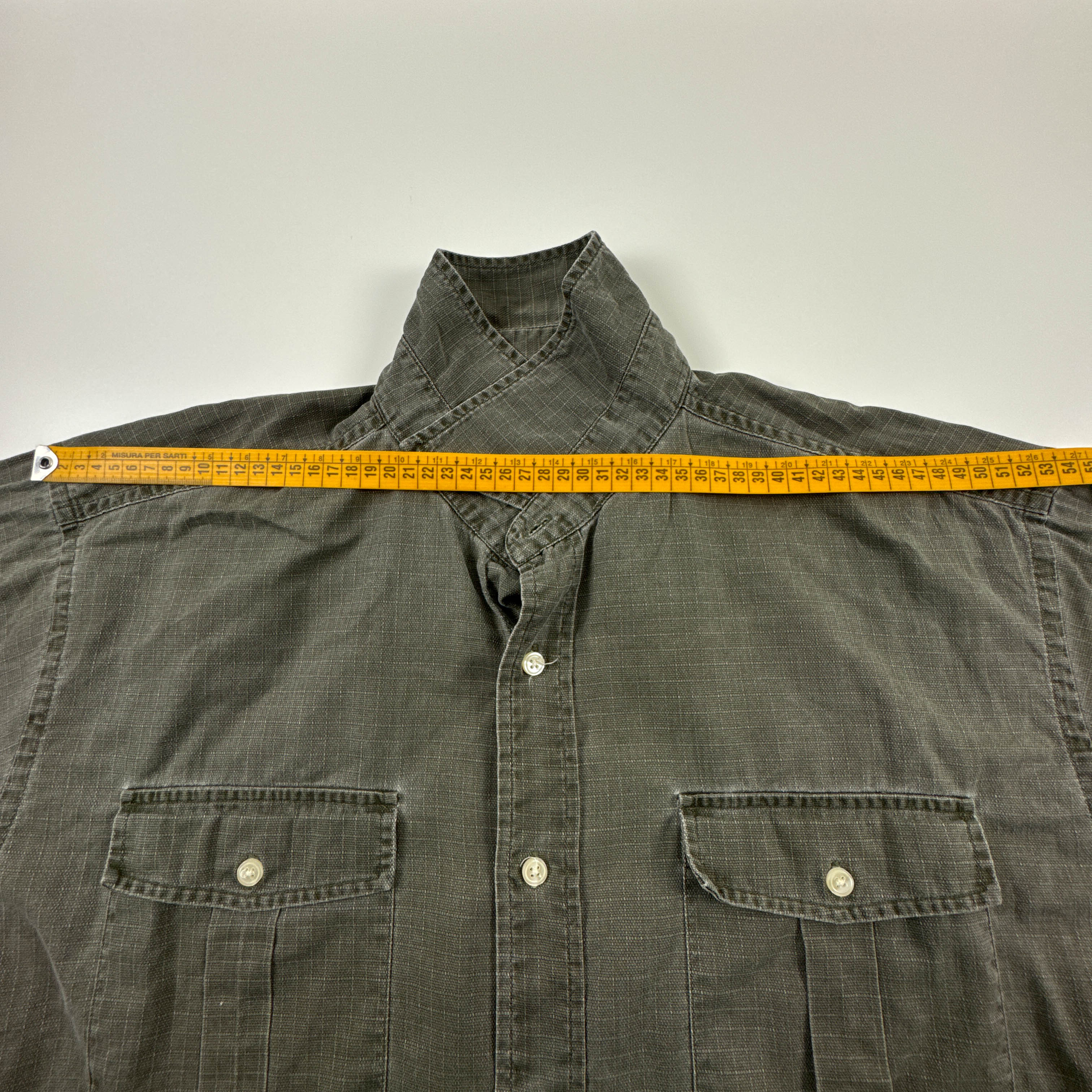 Camicia Tommy Hilfiger verde militare a tinta unita in cotone - Taglia M/L uomo