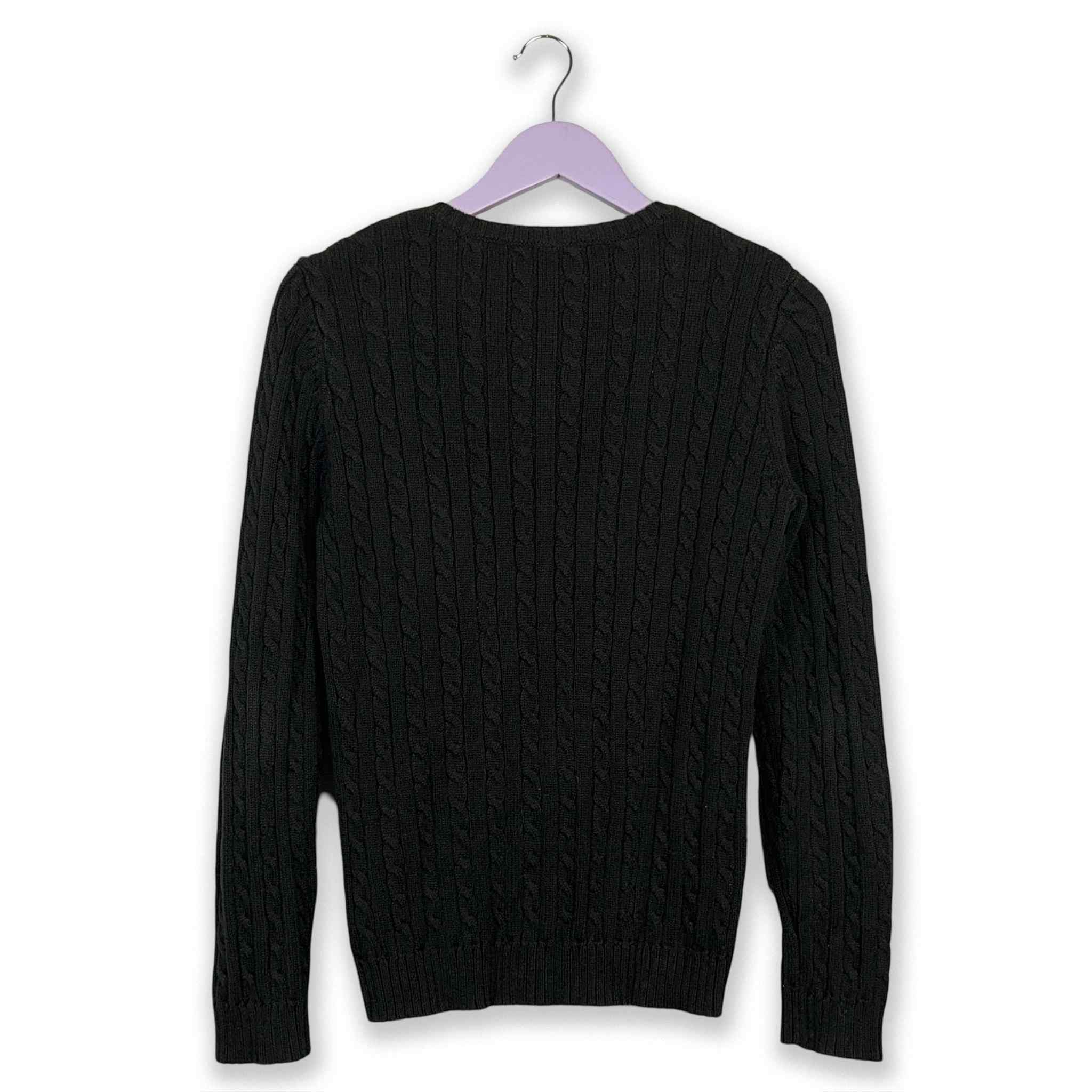 Ralph Lauren Black Woven V-Neck Sweater - Women's Size M/L