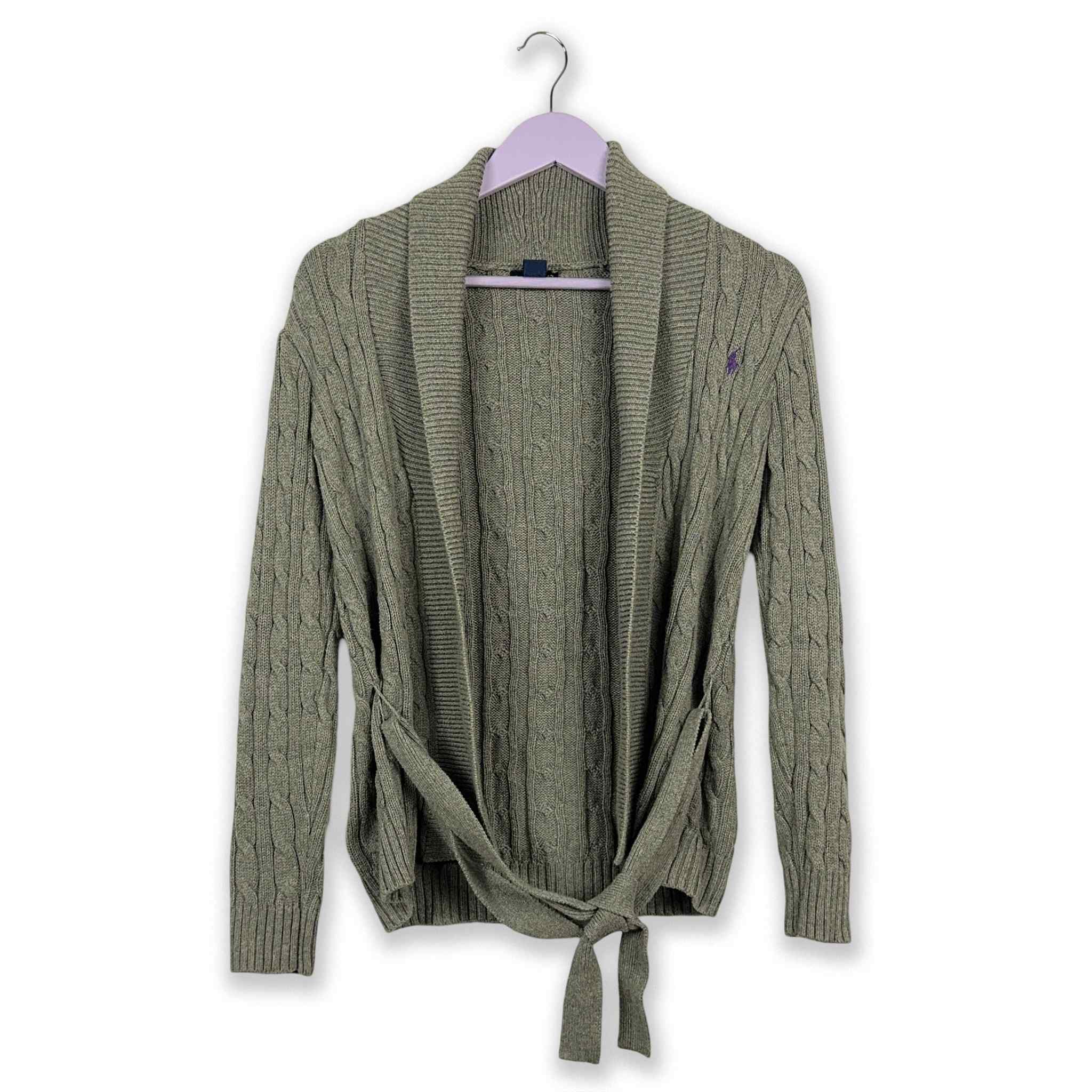 Cardigan Ralph Lauren grigio con cintura - Taglia L donna / 16 anni