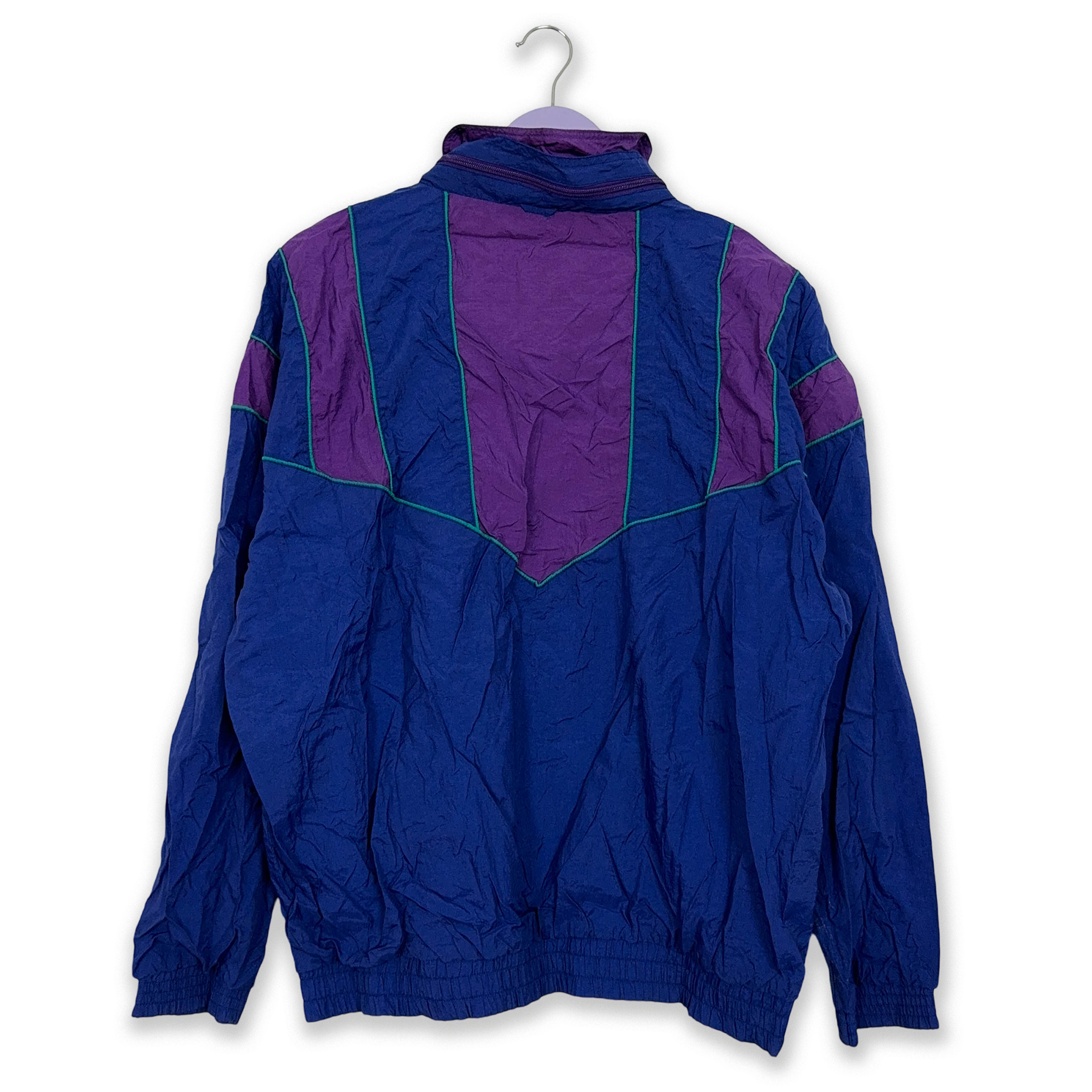 Giacca a vento Ellesse Vintage blu e viola con zip anni 90 - Taglia L uomo