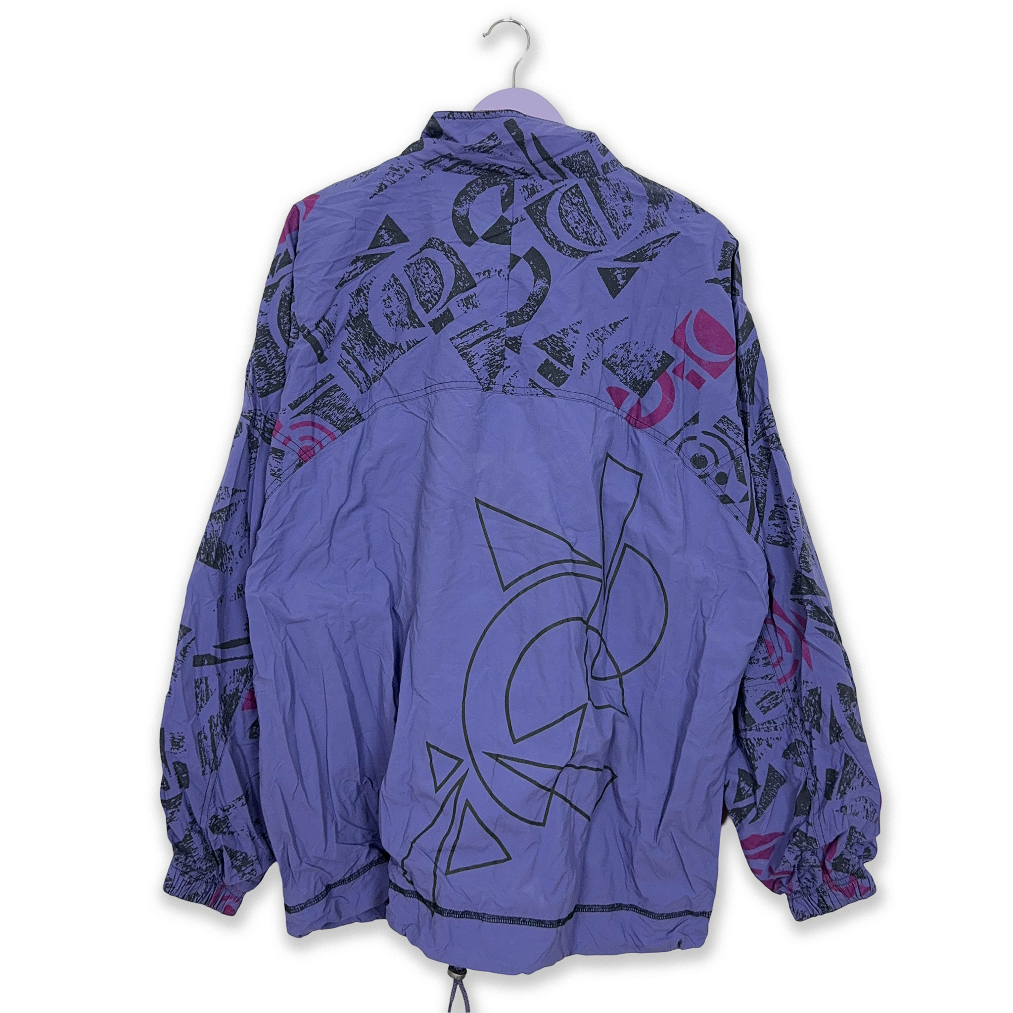 Giacca a vento Reebok Vintage viola a fantasia crazy style quarter zip - Taglia XL uomo