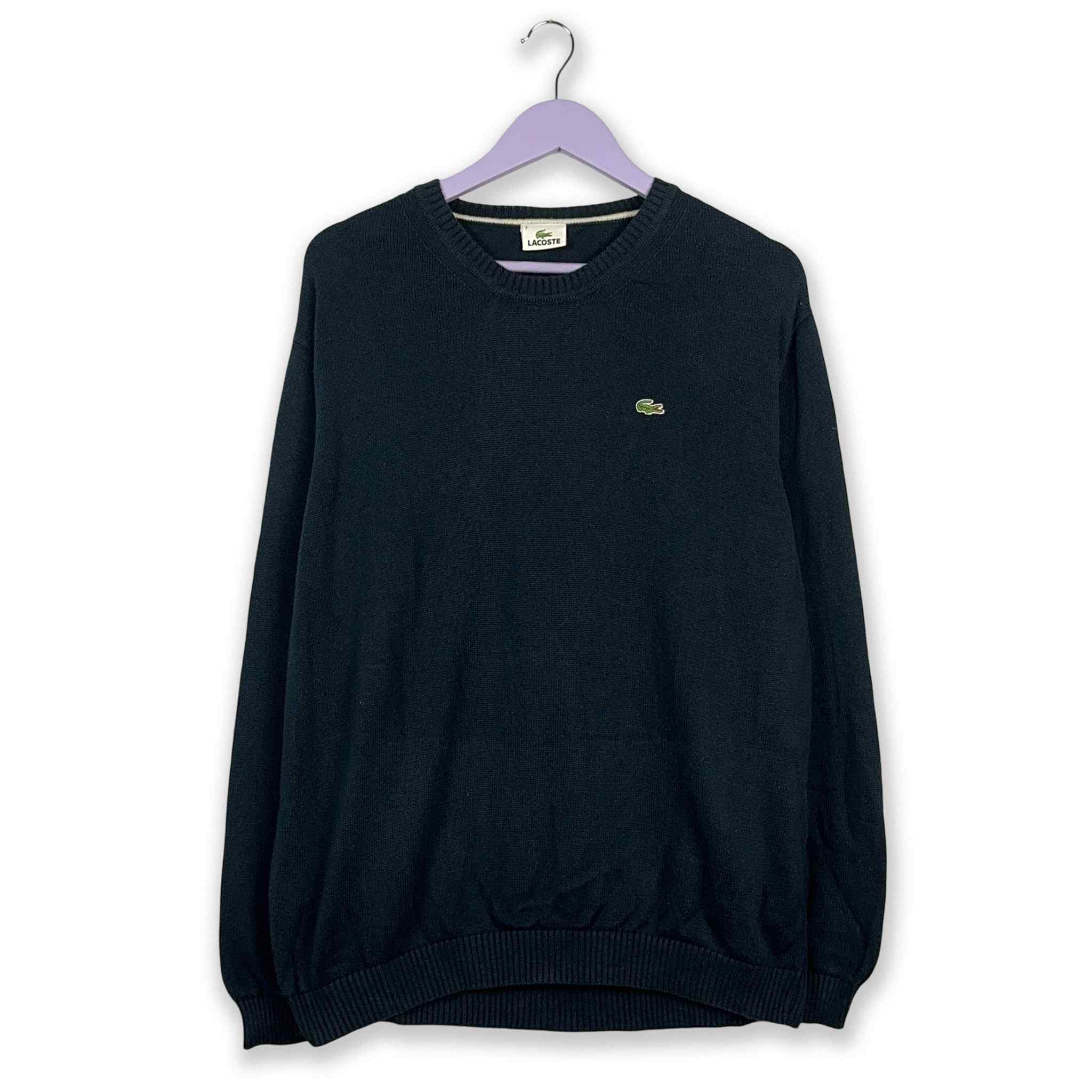 Maglione Lacoste blu scuro a girocollo tinta unita - Taglia XL uomo