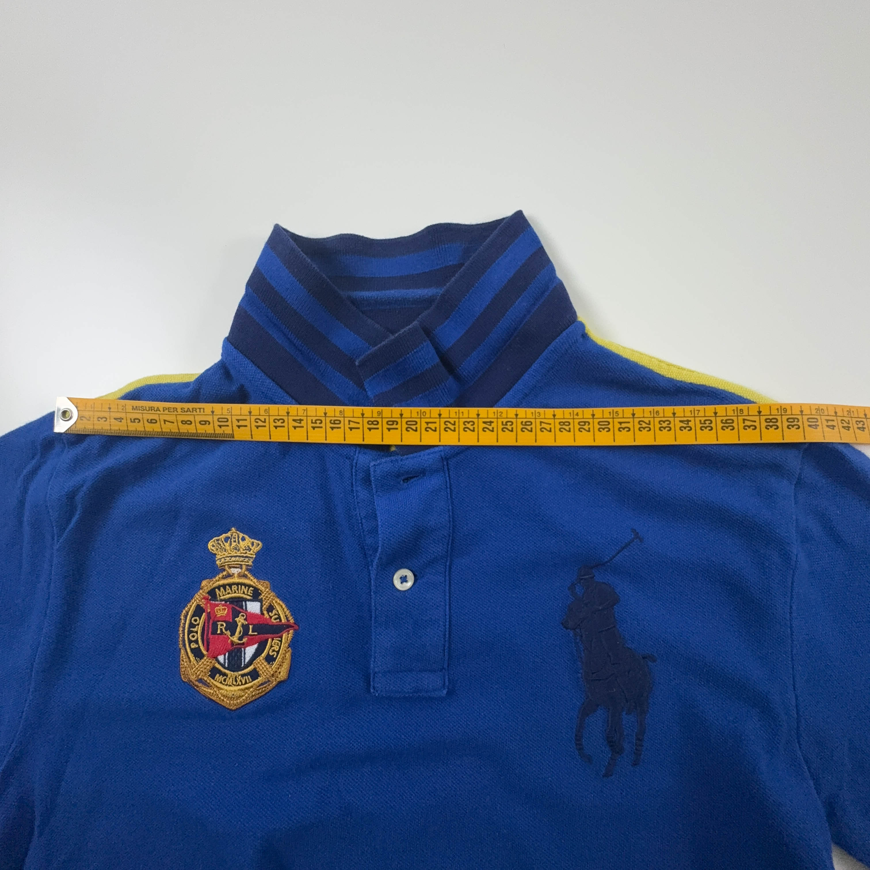 Polo Ralph Lauren big logo blu e gialla - Taglia S uomo