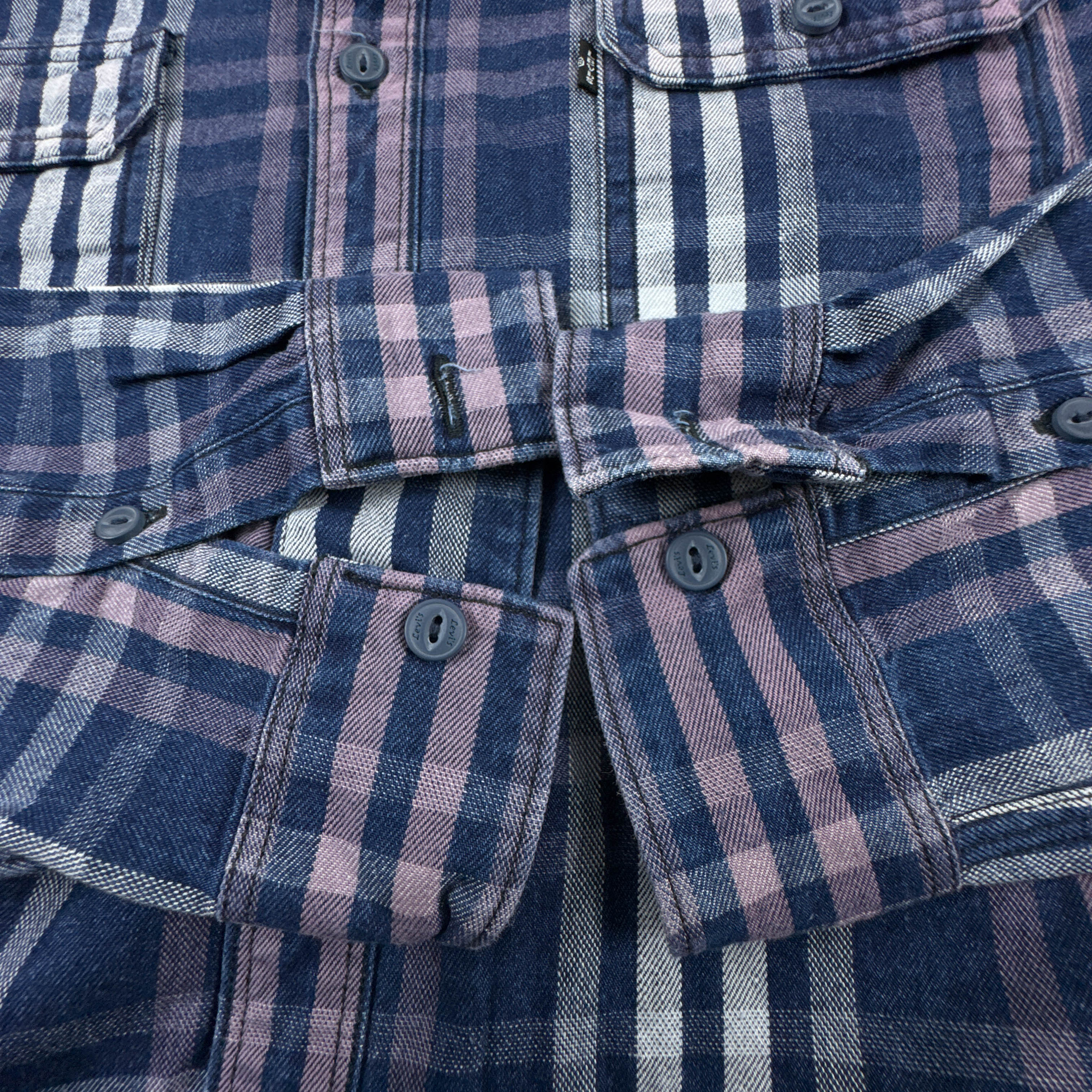 Camicia Levi's Vintage blu e viola a quadri in cotone - Taglia M uomo