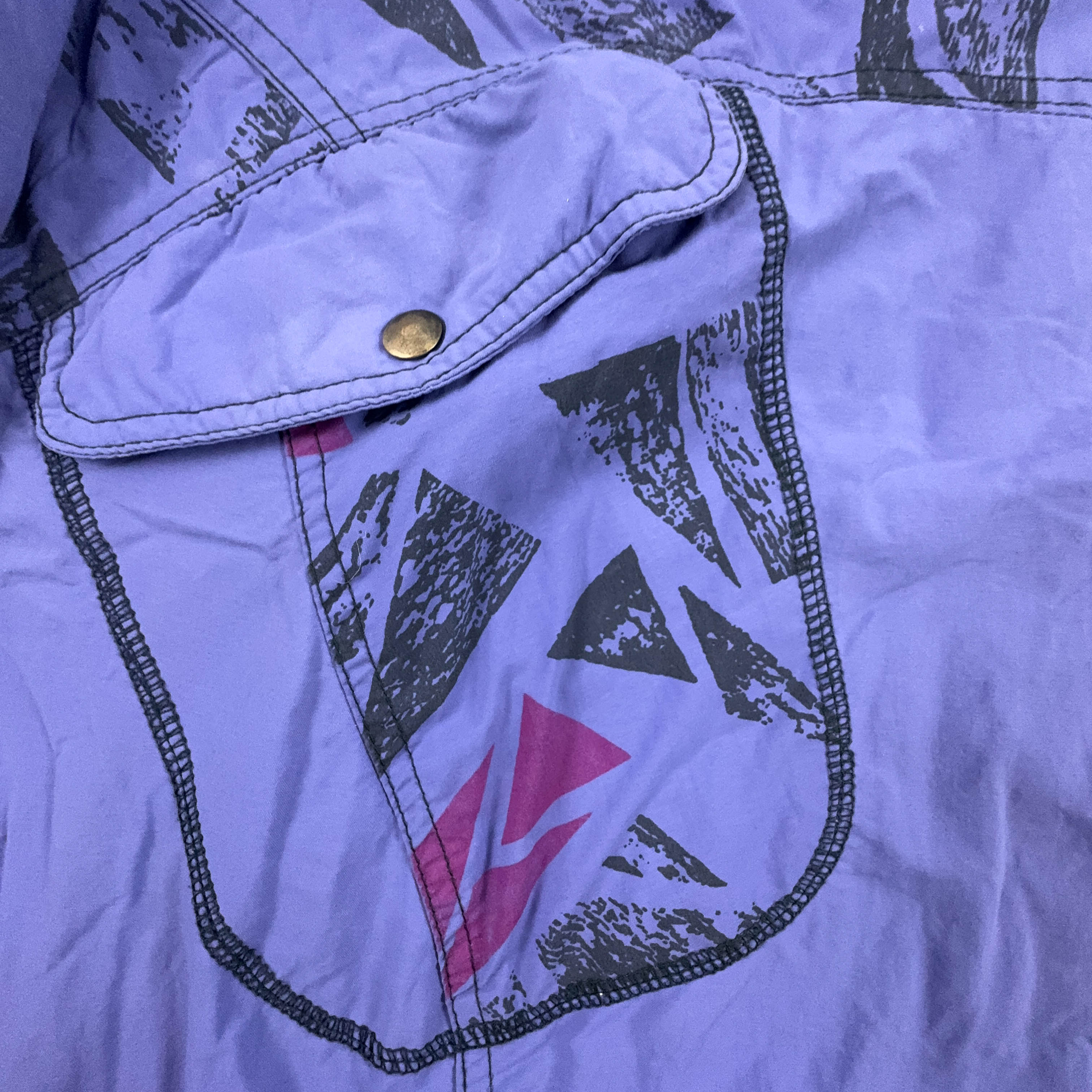 Giacca a vento Reebok Vintage viola a fantasia crazy style quarter zip - Taglia XL uomo