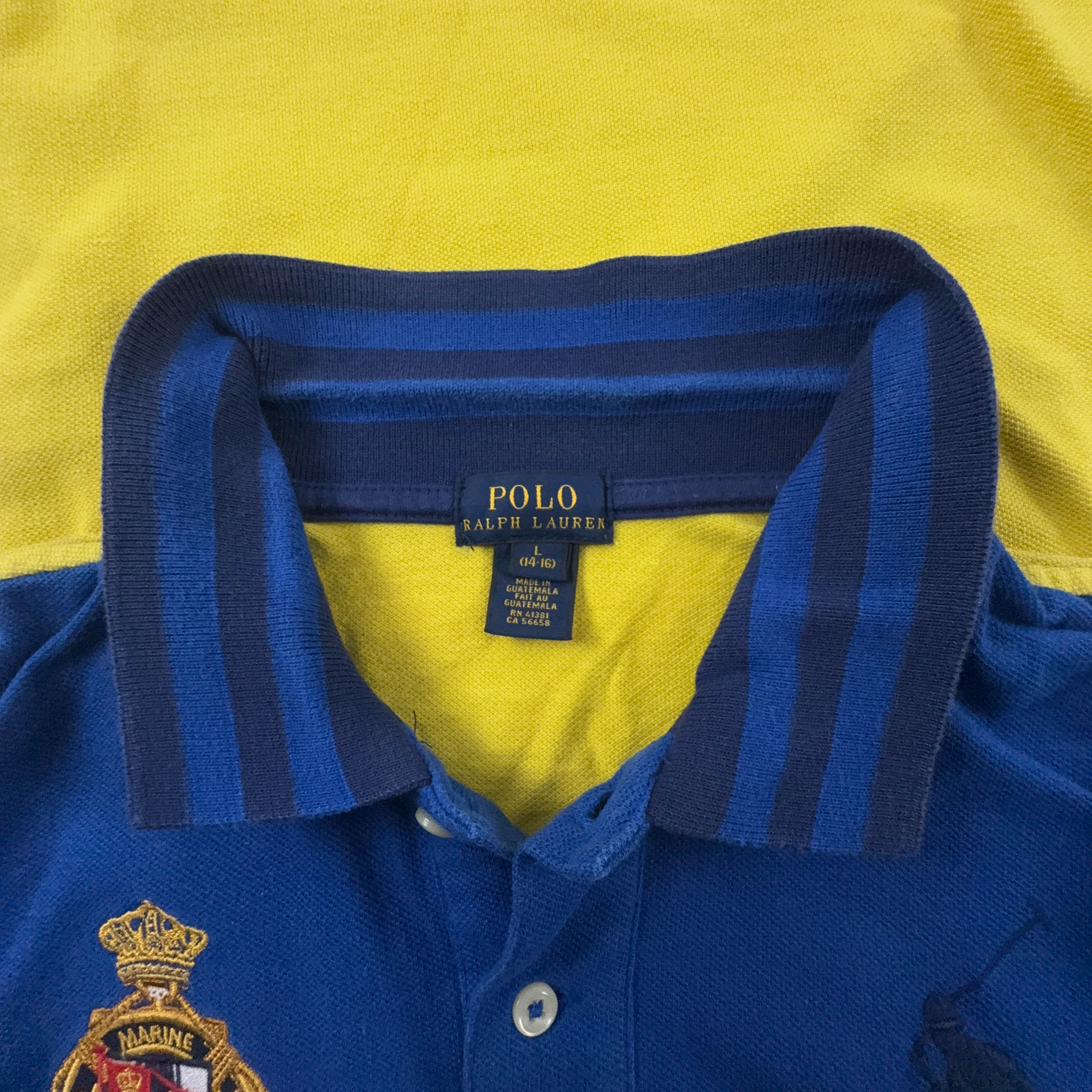 Polo Ralph Lauren big logo blu e gialla - Taglia S uomo