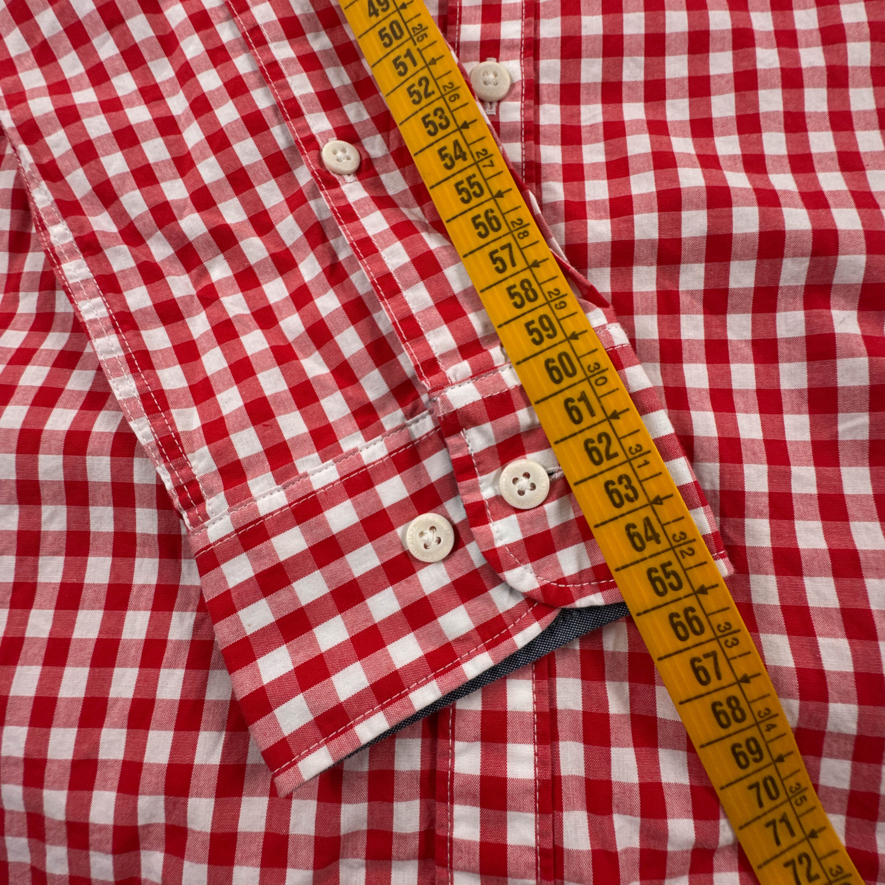 Camicia Tommy Hilfiger rossa e bianca a quadretti in cotone - Taglia M uomo