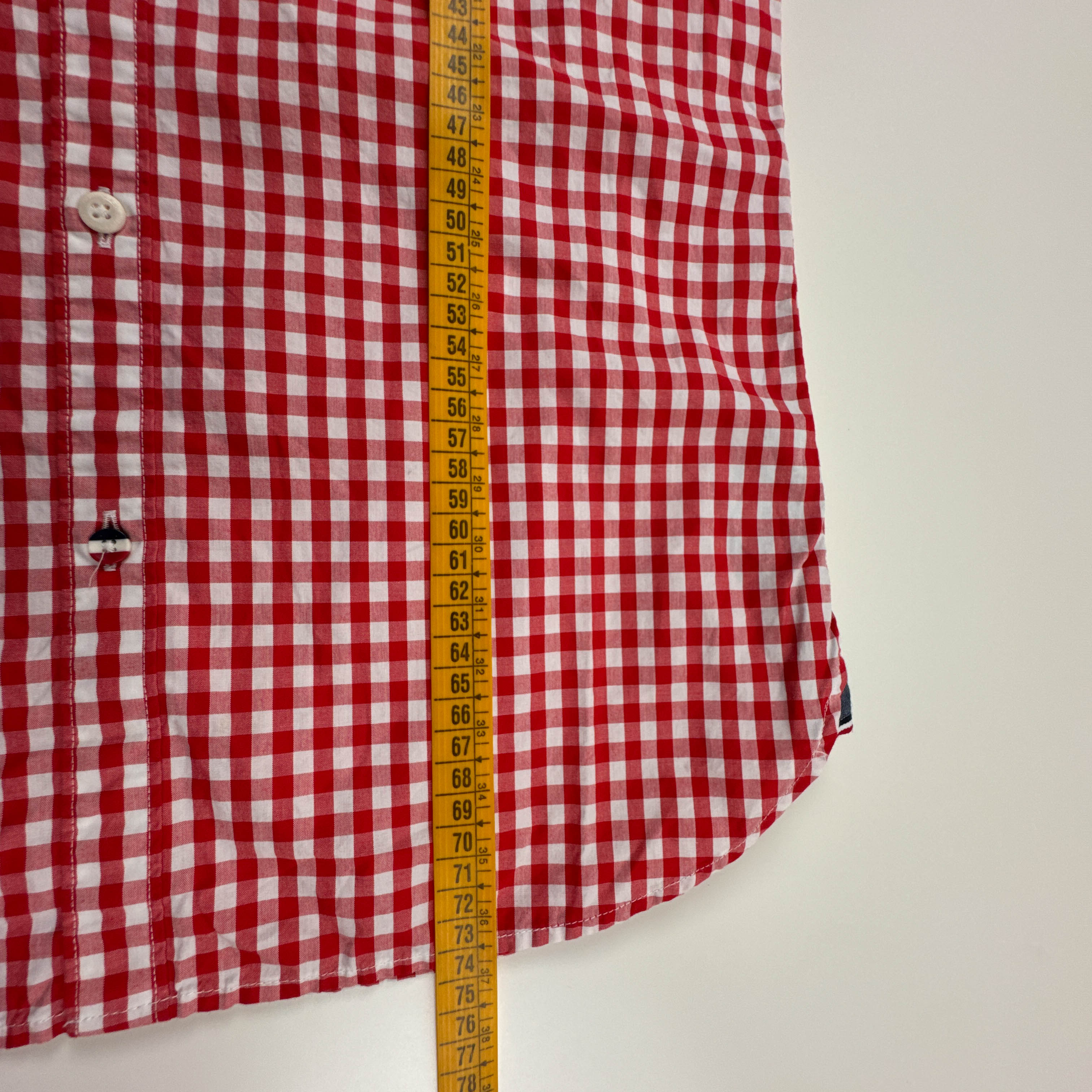 Camicia Tommy Hilfiger rossa e bianca a quadretti in cotone - Taglia M uomo