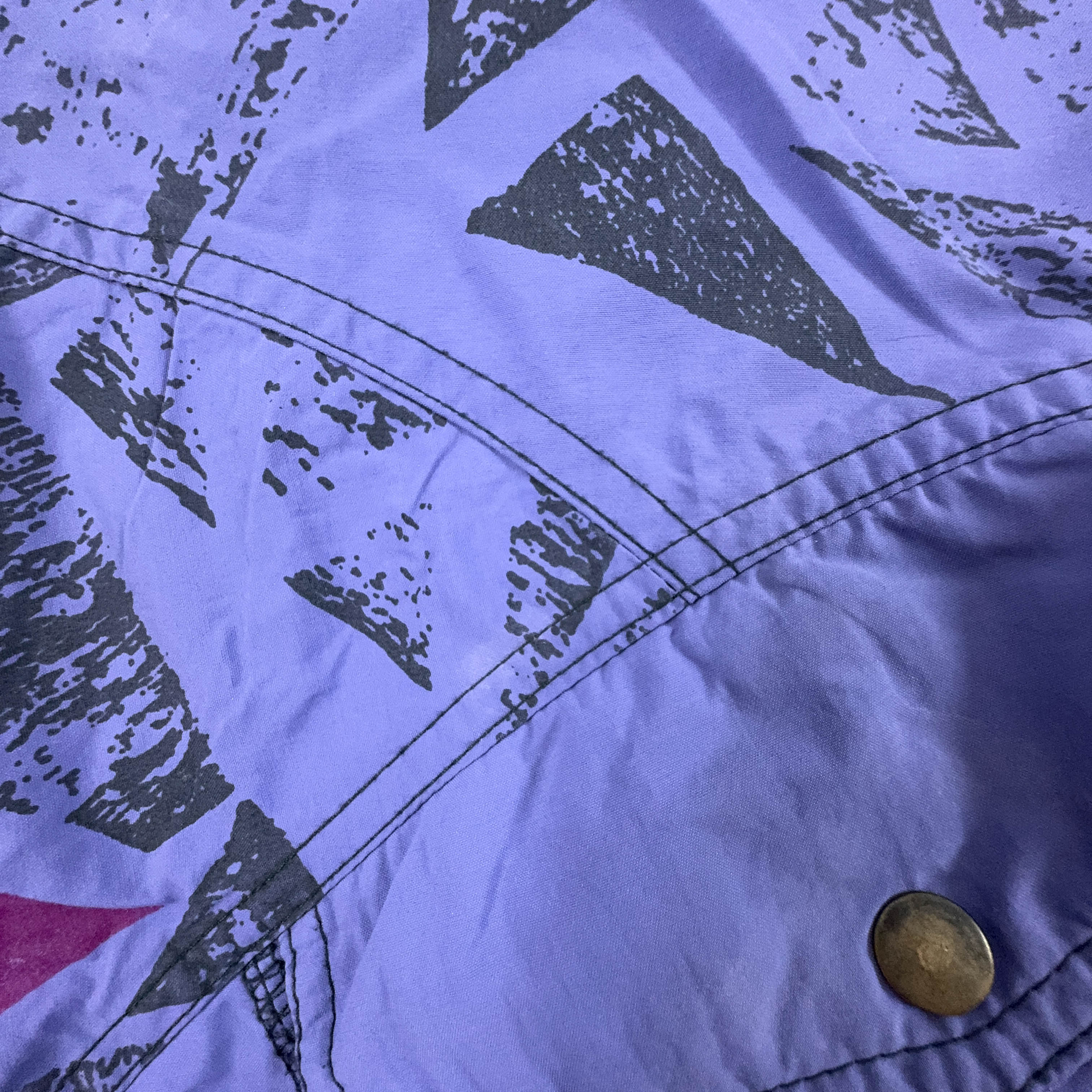 Giacca a vento Reebok Vintage viola a fantasia crazy style quarter zip - Taglia XL uomo
