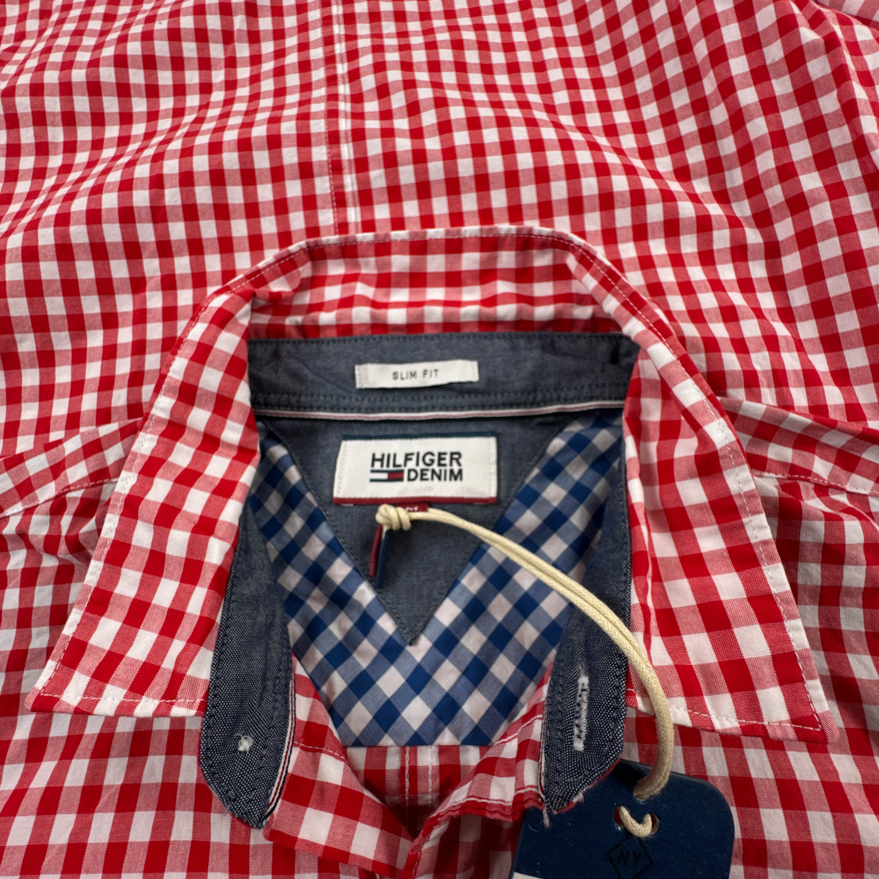 Camicia Tommy Hilfiger rossa e bianca a quadretti in cotone - Taglia M uomo