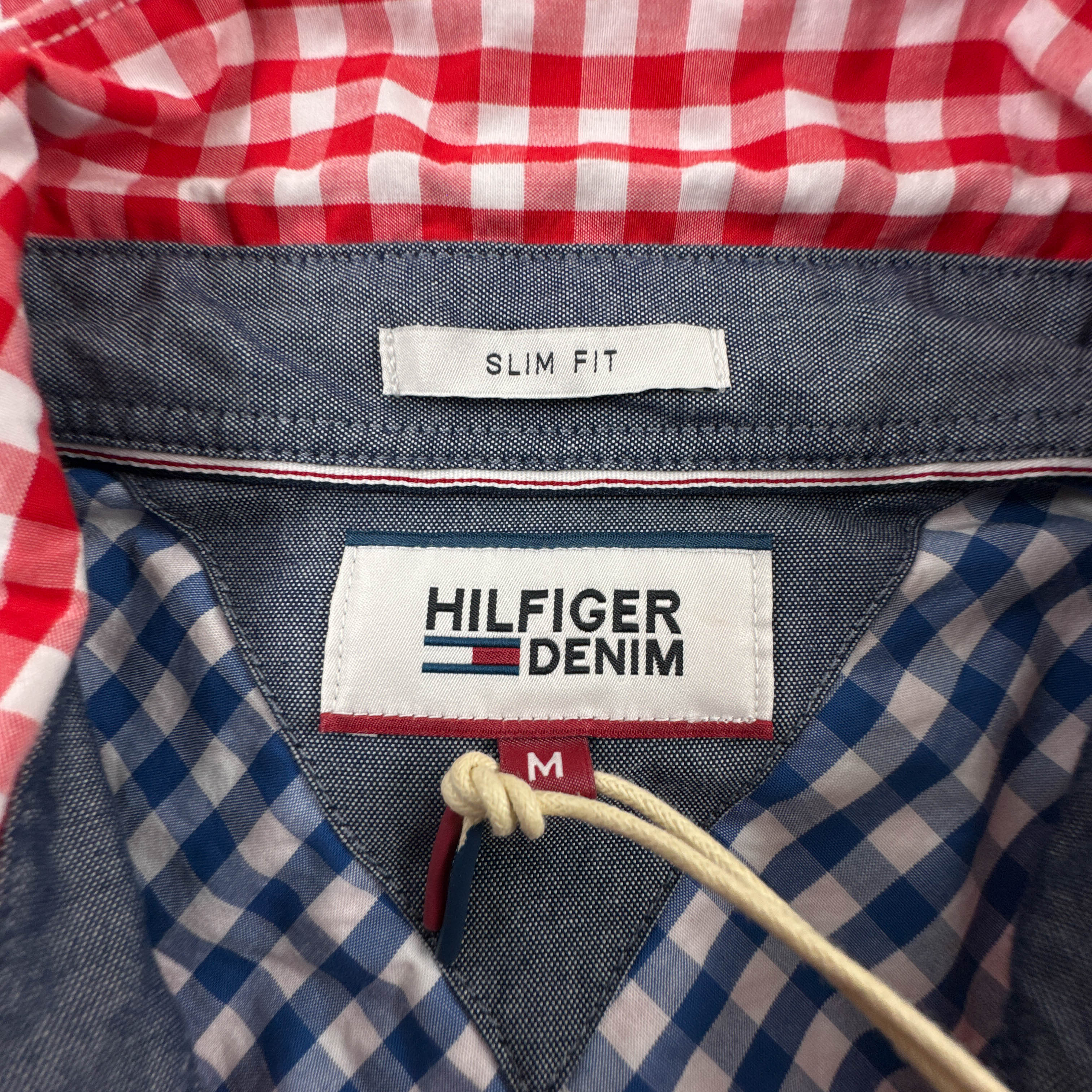 Camicia Tommy Hilfiger rossa e bianca a quadretti in cotone - Taglia M uomo
