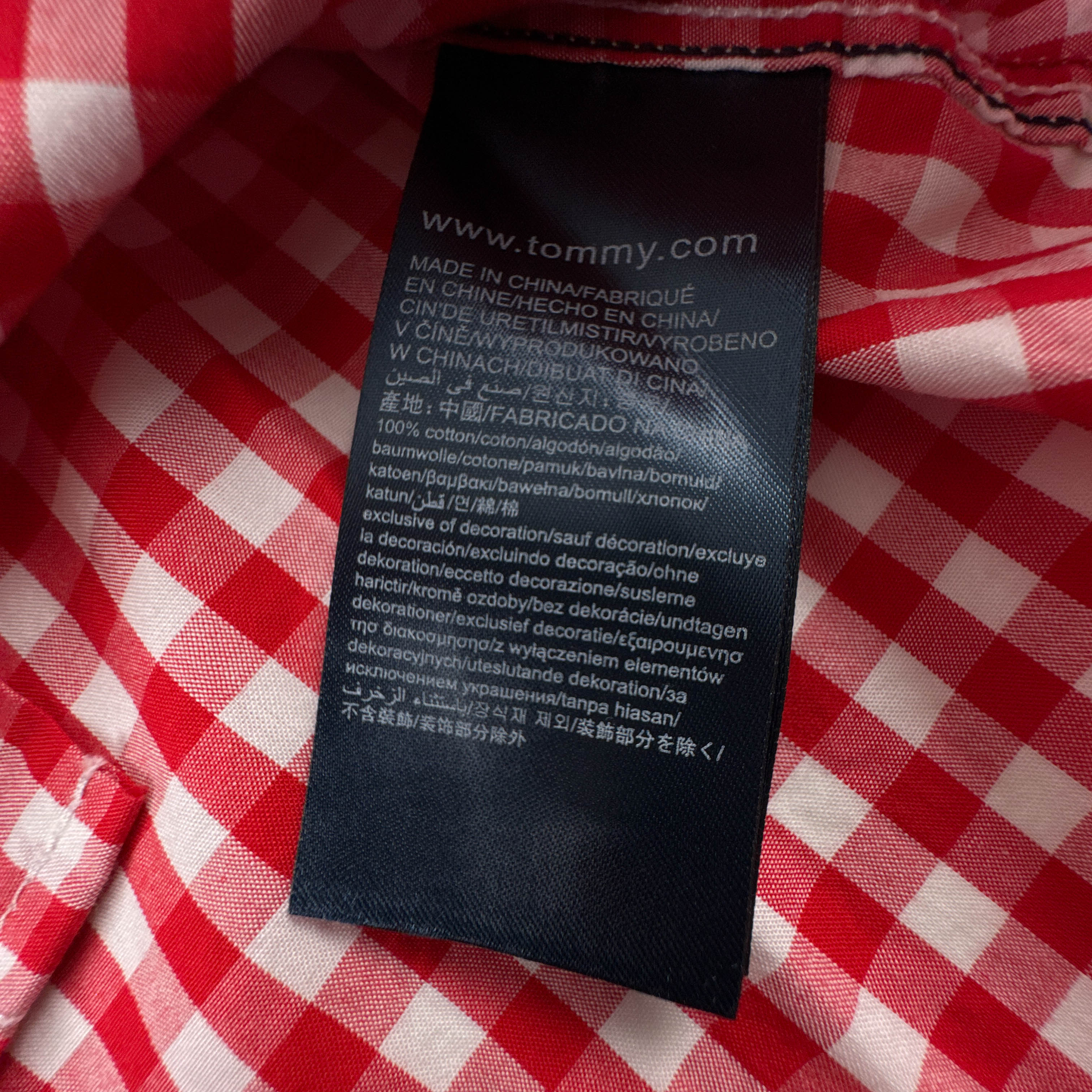Camicia Tommy Hilfiger rossa e bianca a quadretti in cotone - Taglia M uomo