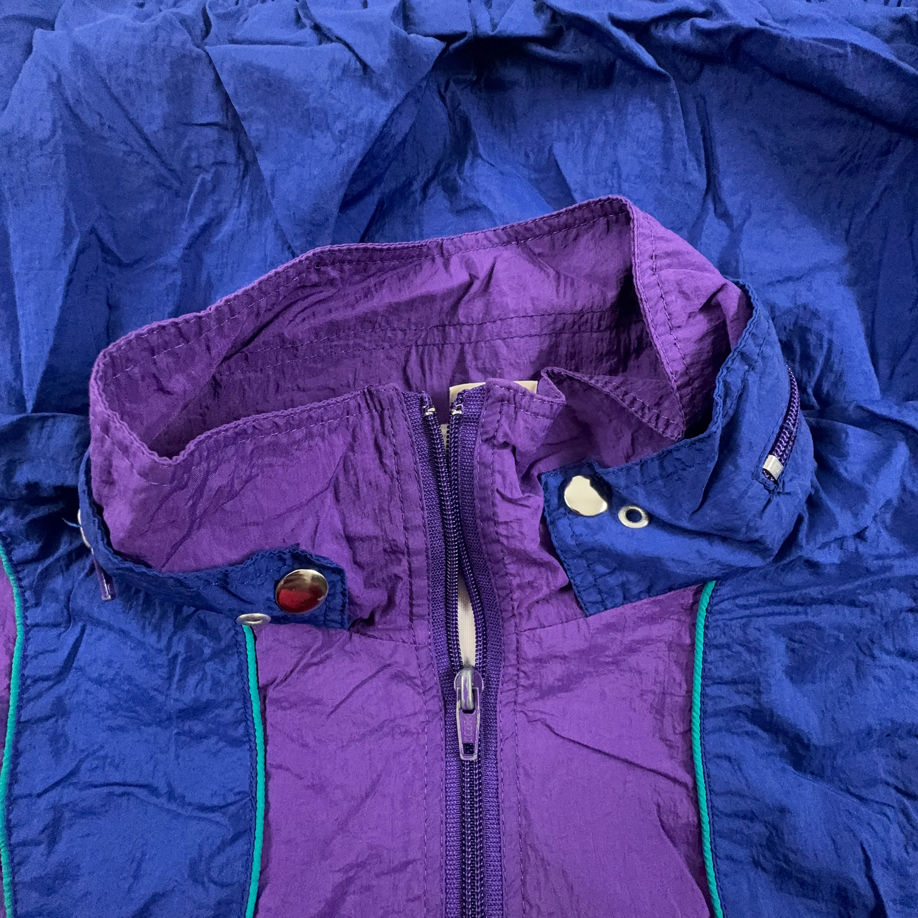 Giacca a vento Ellesse Vintage blu e viola con zip anni 90 - Taglia L uomo
