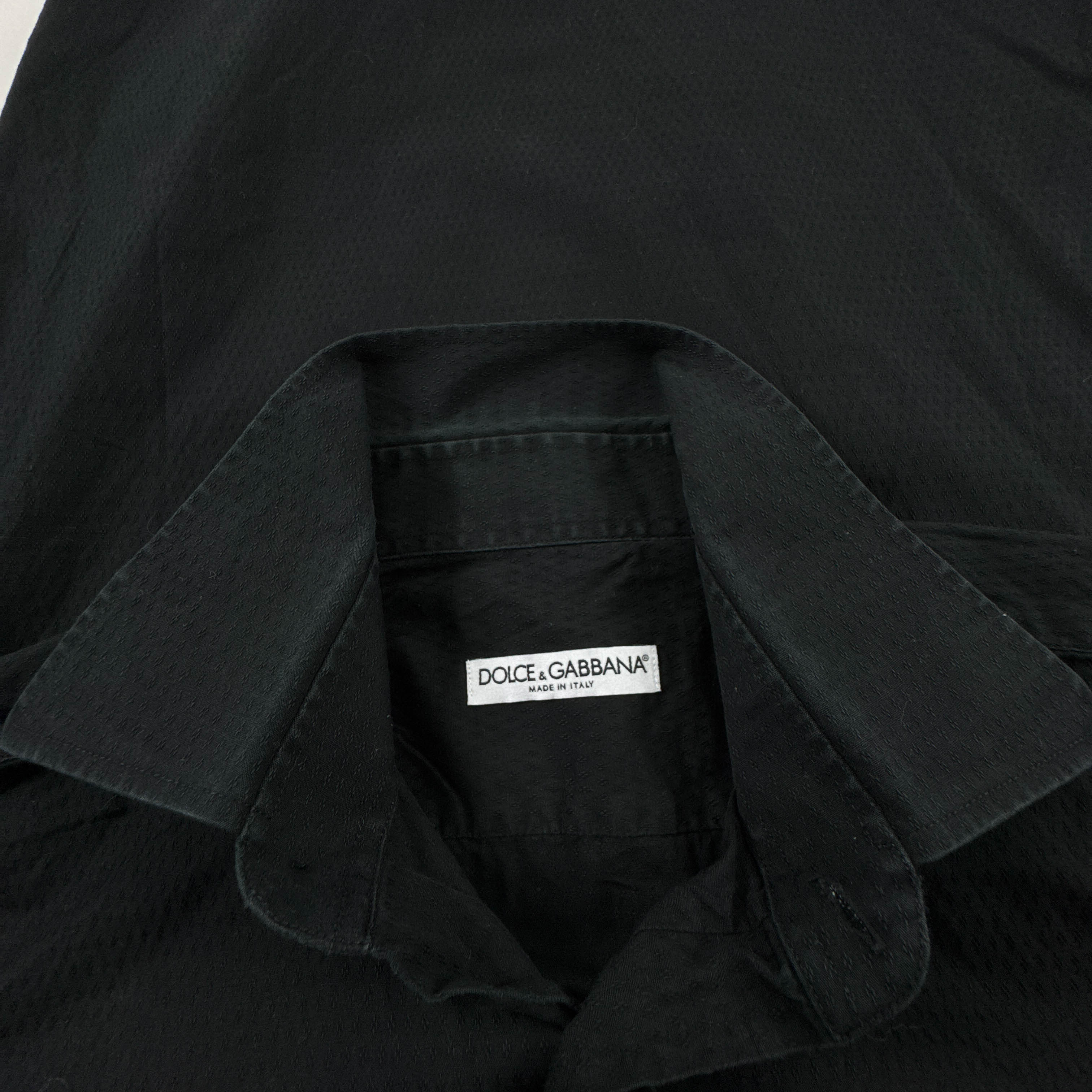 Camicia Dolce & Gabbana nera a tinta unita in cotone - Taglia 16 41 uomo