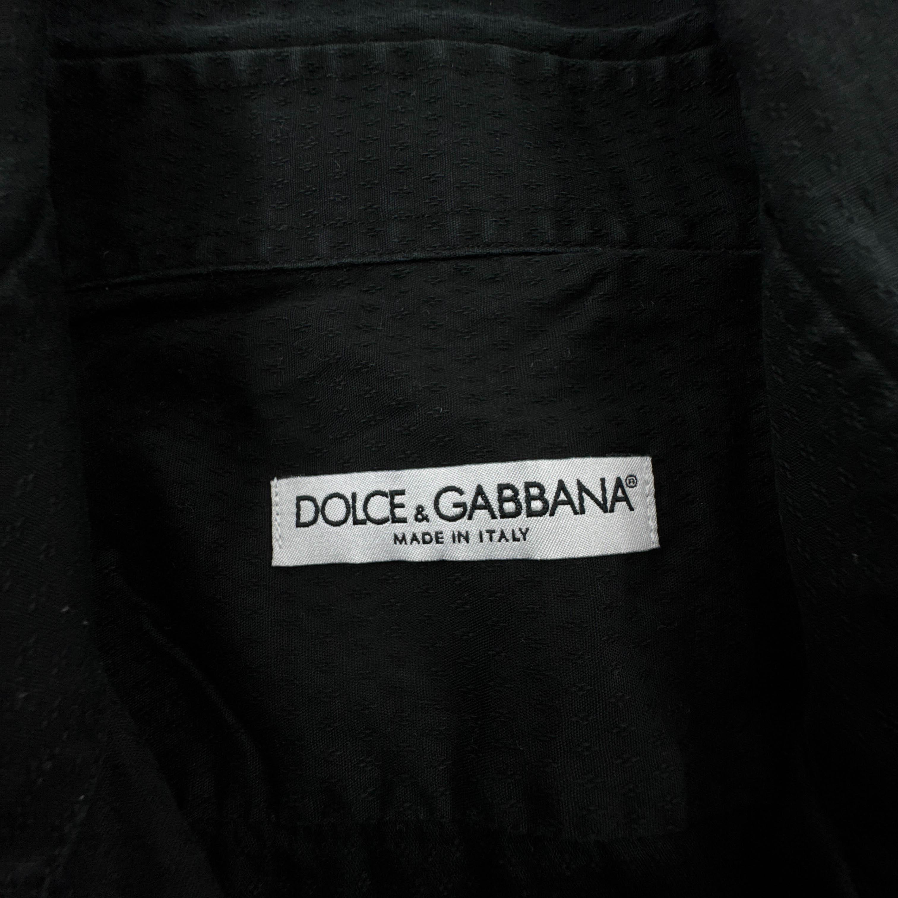 Camicia Dolce & Gabbana nera a tinta unita in cotone - Taglia 16 41 uomo